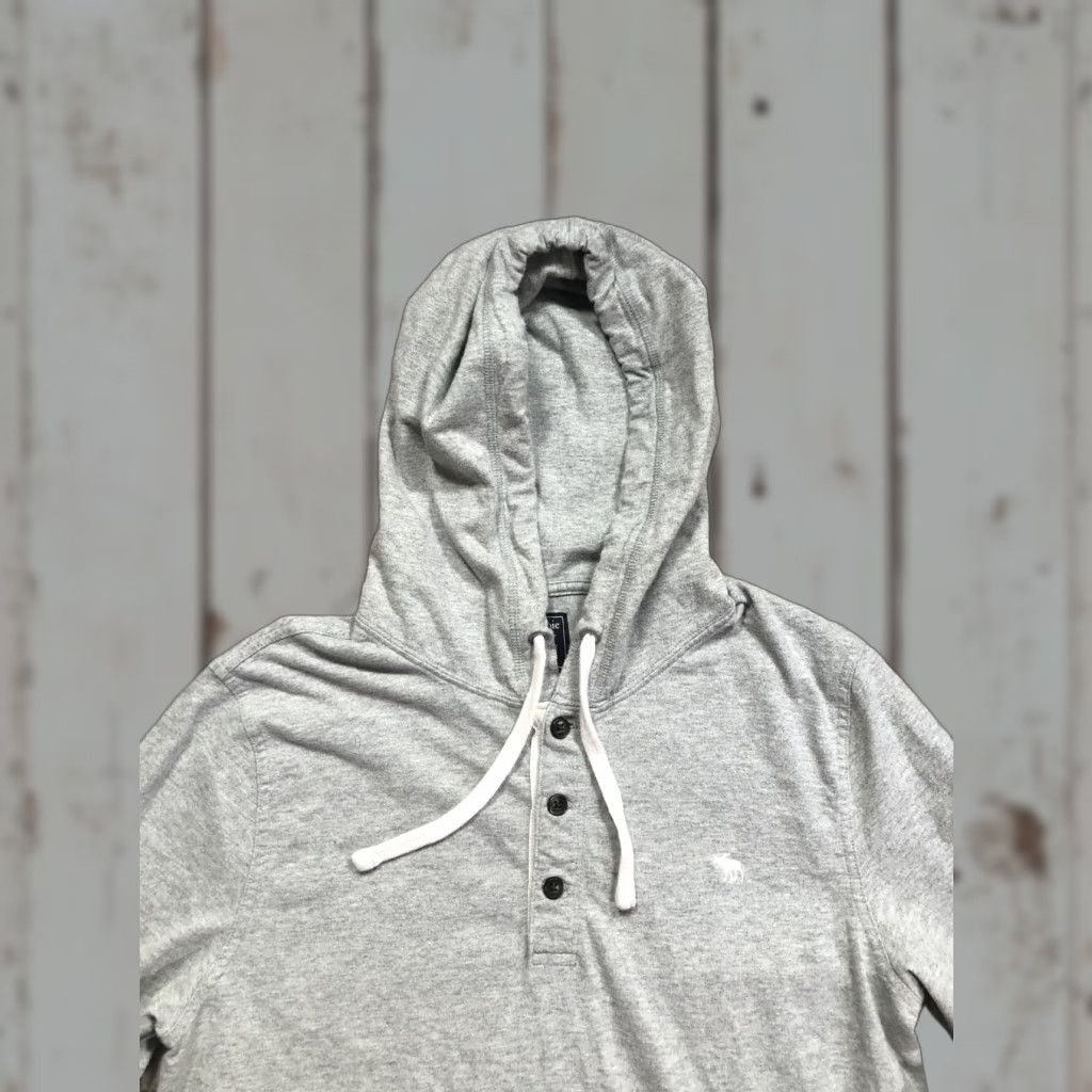 Abercrombie & Fitch Abercrombie & Fitch Hoodie Mens Medium Gray Henley Lightweight Hooded Shirt Logo Size US M / EU 48-50 / 2 - 1 Thumbnail