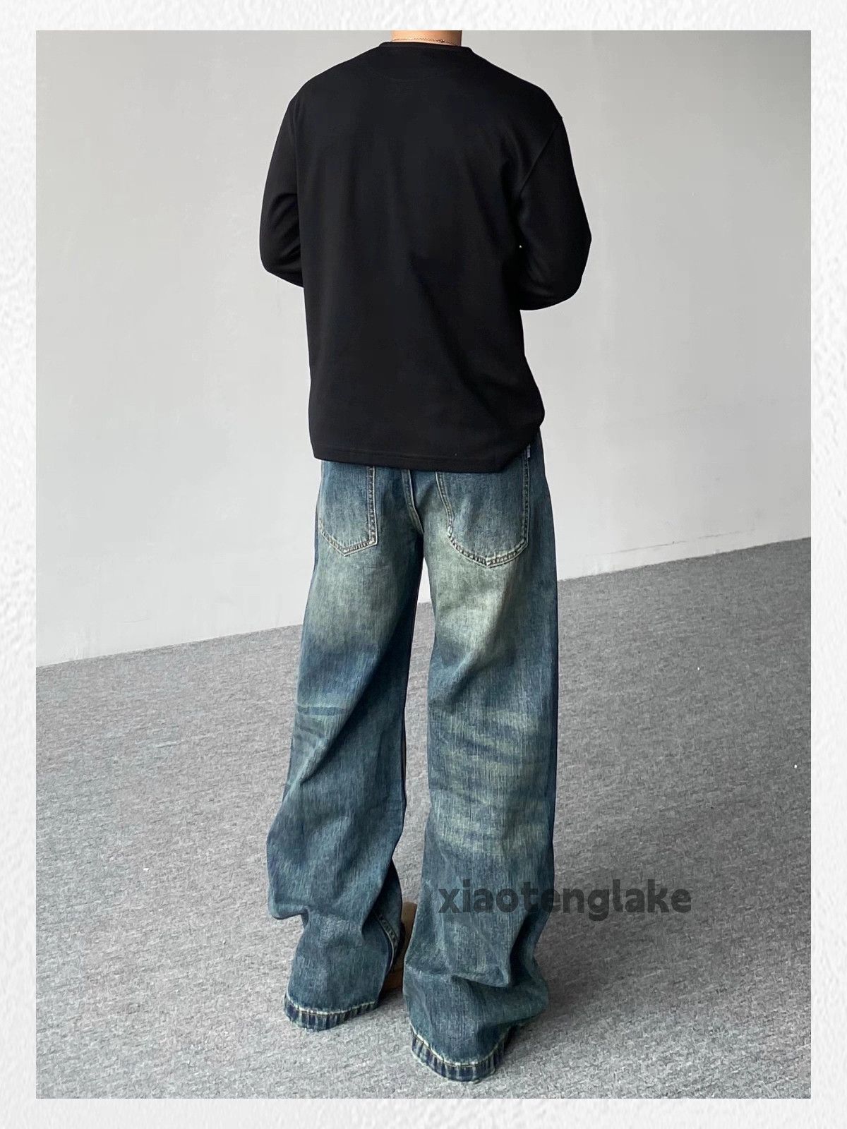 Jean Custom washed faded wide Leg loose yuppie cleanfit jeans Size US 36 / EU 52 - 2 Thumbnail