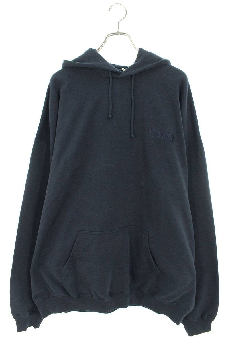 Vetements 24SS logo embroidery Pullover Hoodie Blue Size M