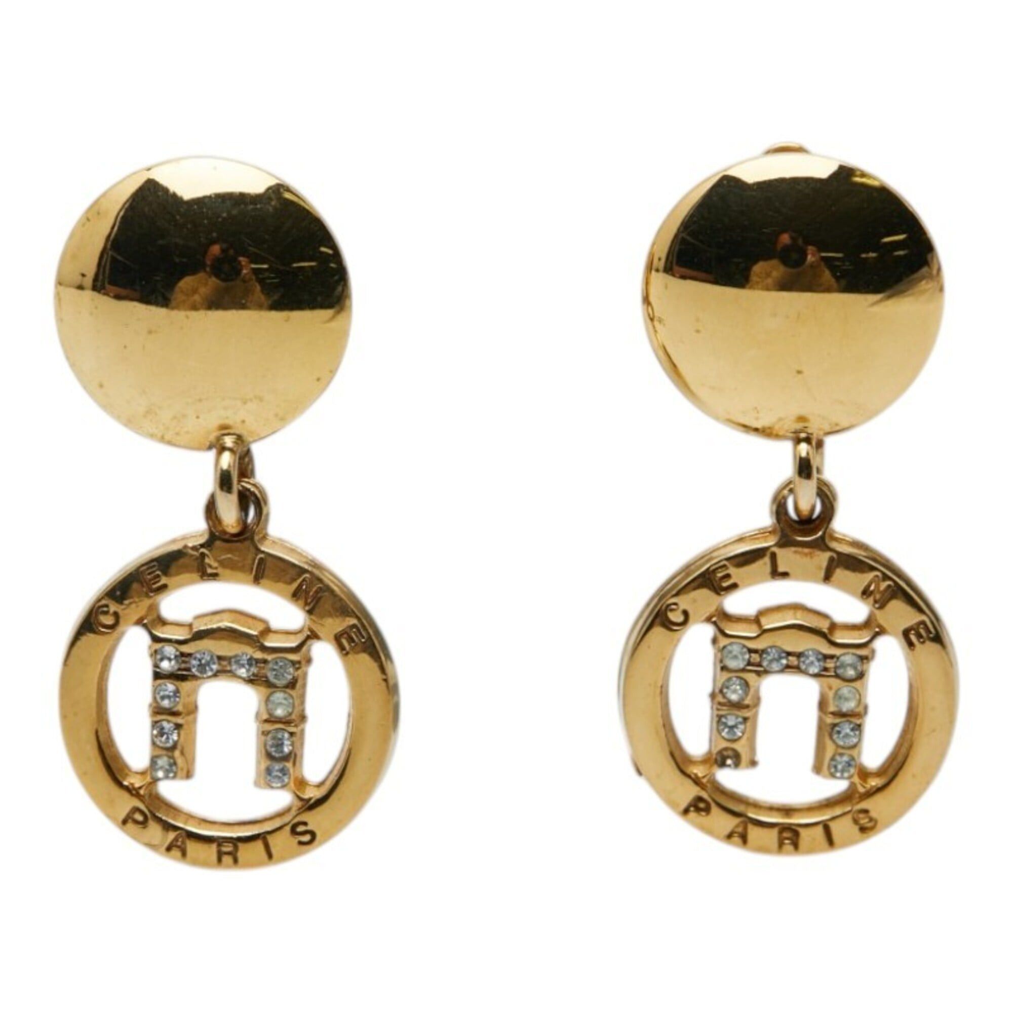 Celine Celine Logo Earrings, Gold Plated, Women's Size ONE SIZE - 1 Thumbnail