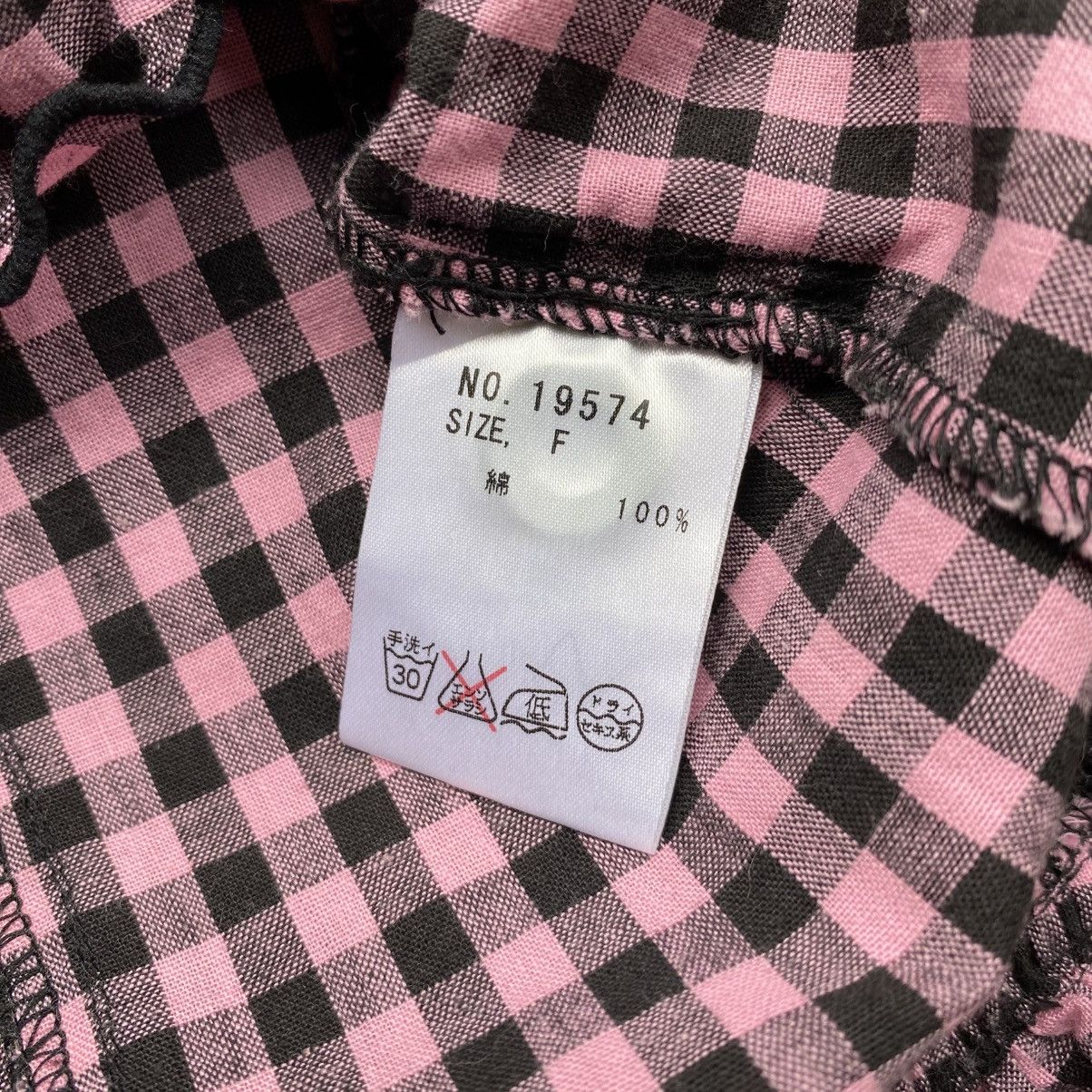 Japanese Brand ALGONGUINS Y2K Punk Pink Black Gingham Ruffle Blouse Size M / US 6-8 / IT 42-44 - 7 Thumbnail