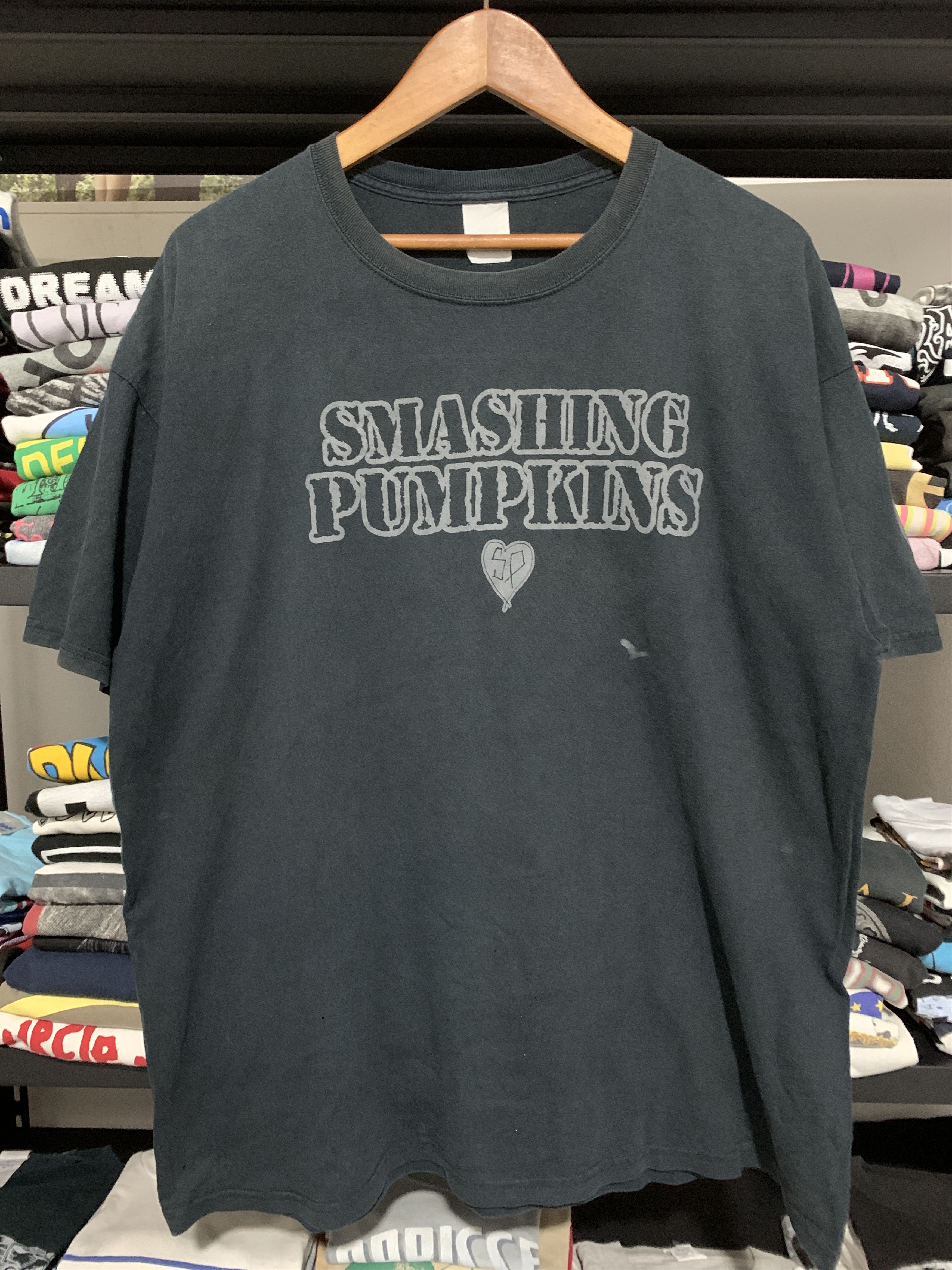 image of Band Tees x Rock Band Vintage Smashing Pumpkins Asheville Residency Shirt in Navy Faded (Size XL)