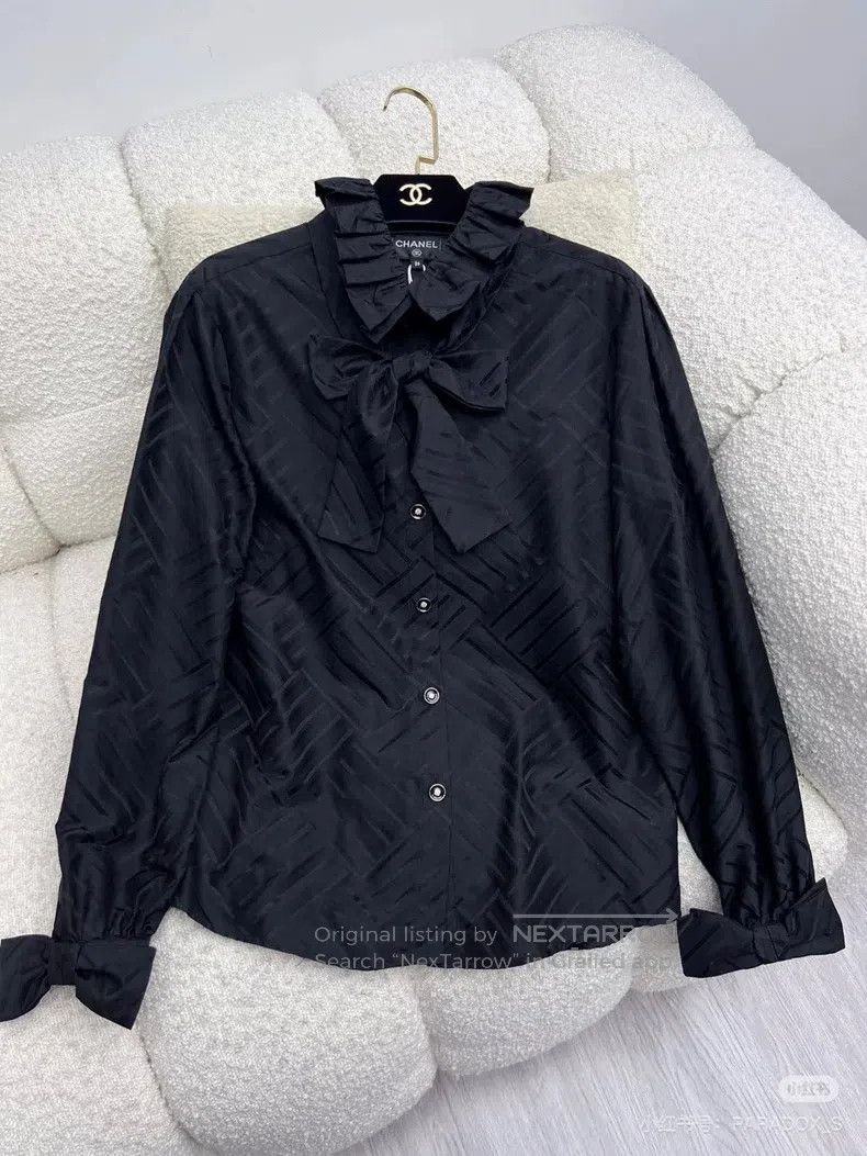 Chanel Chanel Black high-neck single-breasted long-sleeved shirt Size XXS / US 00 / IT 34 - 8 Thumbnail