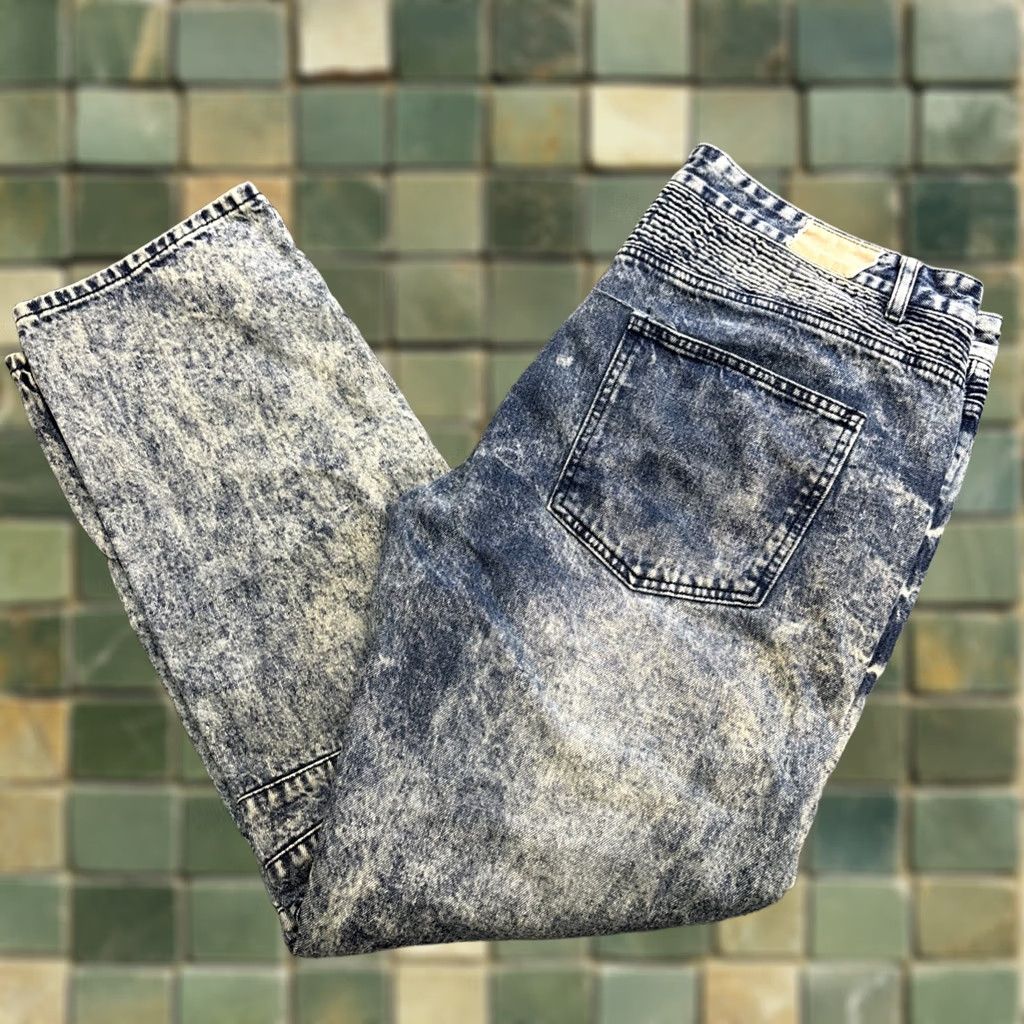 Vintage Gray Earth Moto Acid Washed Jeans Mens W40xL31 Distressed Regular Straight Leg Size US 40 / EU 56 - 1 Thumbnail