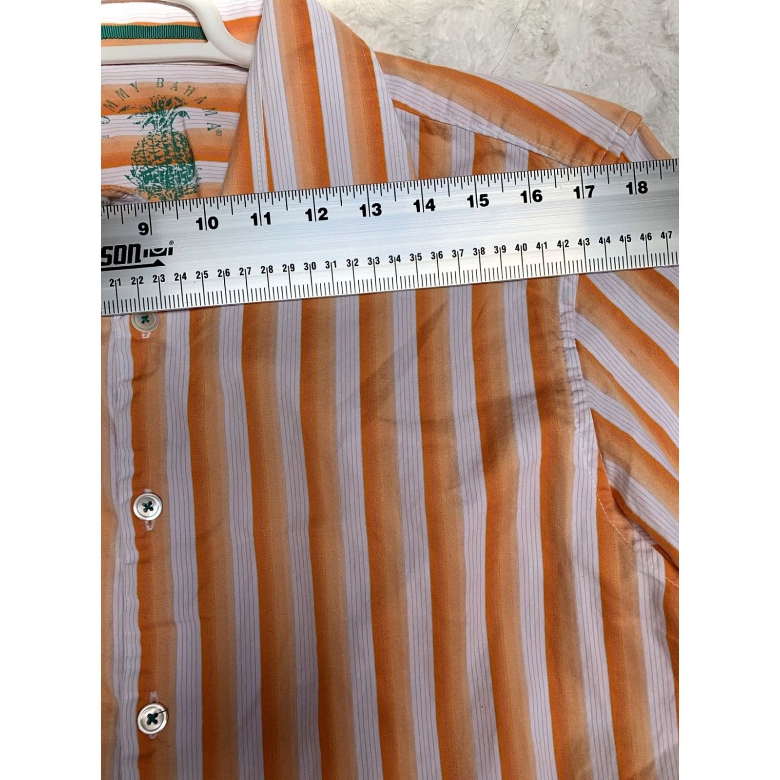 Tommy Bahama Tommy Bahama Mens Button Up Long Sleeve Shirt Orange Striped Cotton M Size US M / EU 48-50 / 2 - 5 Thumbnail