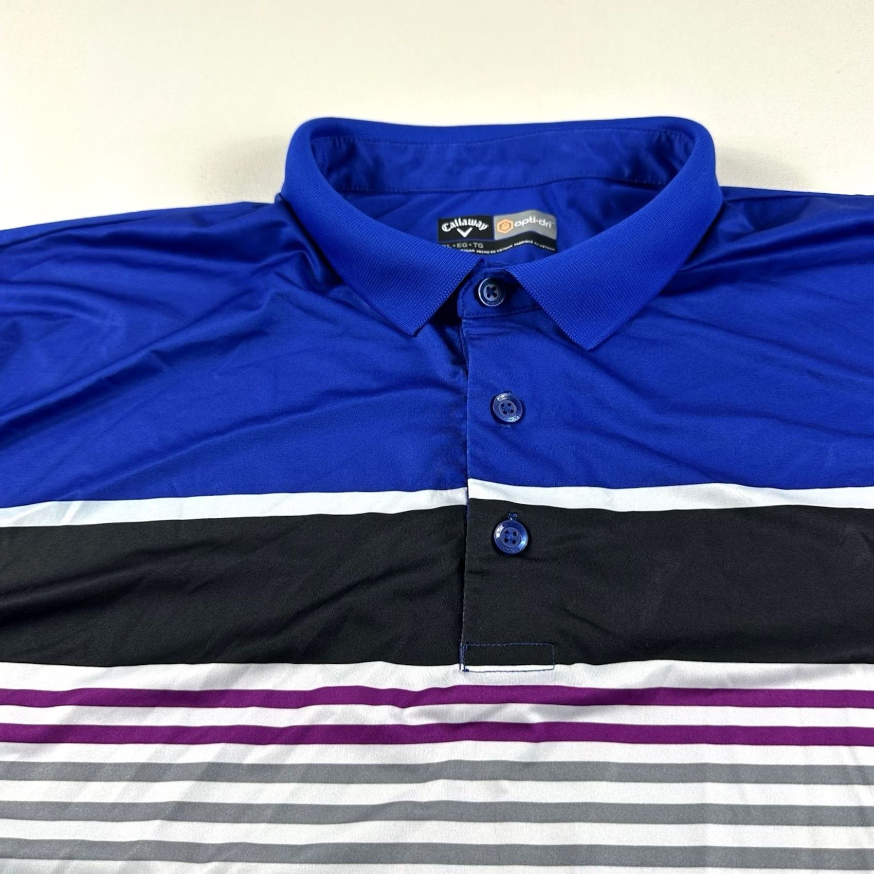 Callaway Callaway Polo Opti-Dri Swing Tech Golf Shirt Blue Striped Print Mens XL Size US XL / EU 56 / 4 - 3 Thumbnail