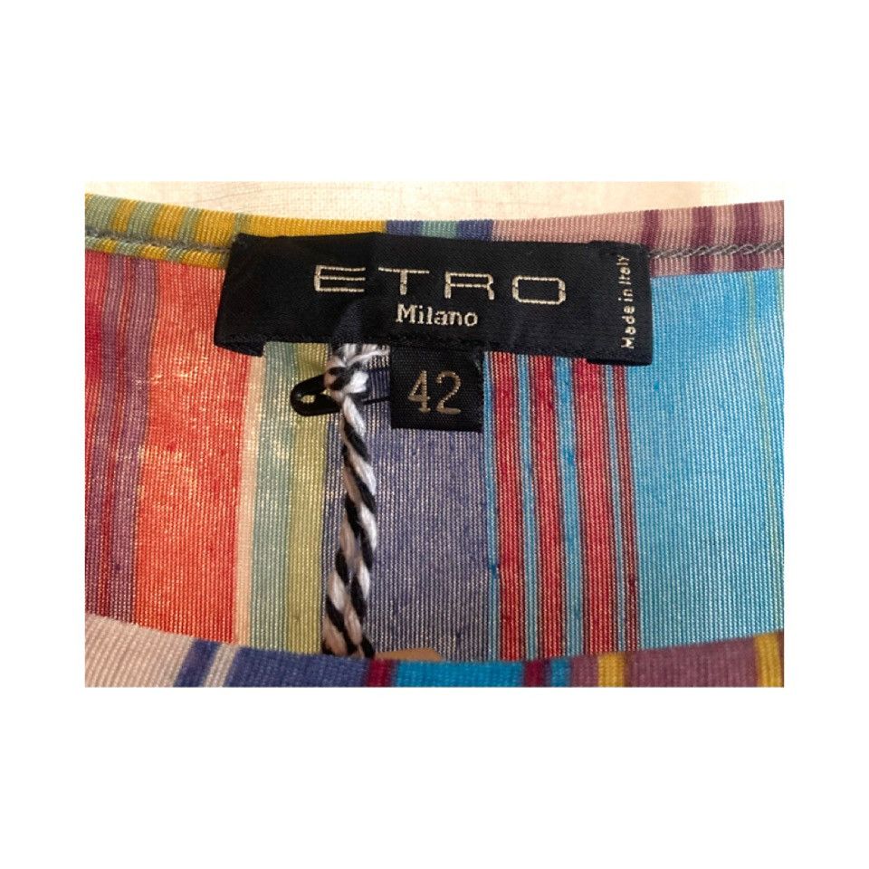 Etro Etro Striped Flared Sleeve Mesh Top w/ Lace Up at Waist Size M / US 6-8 / IT 42-44 - 2 Thumbnail