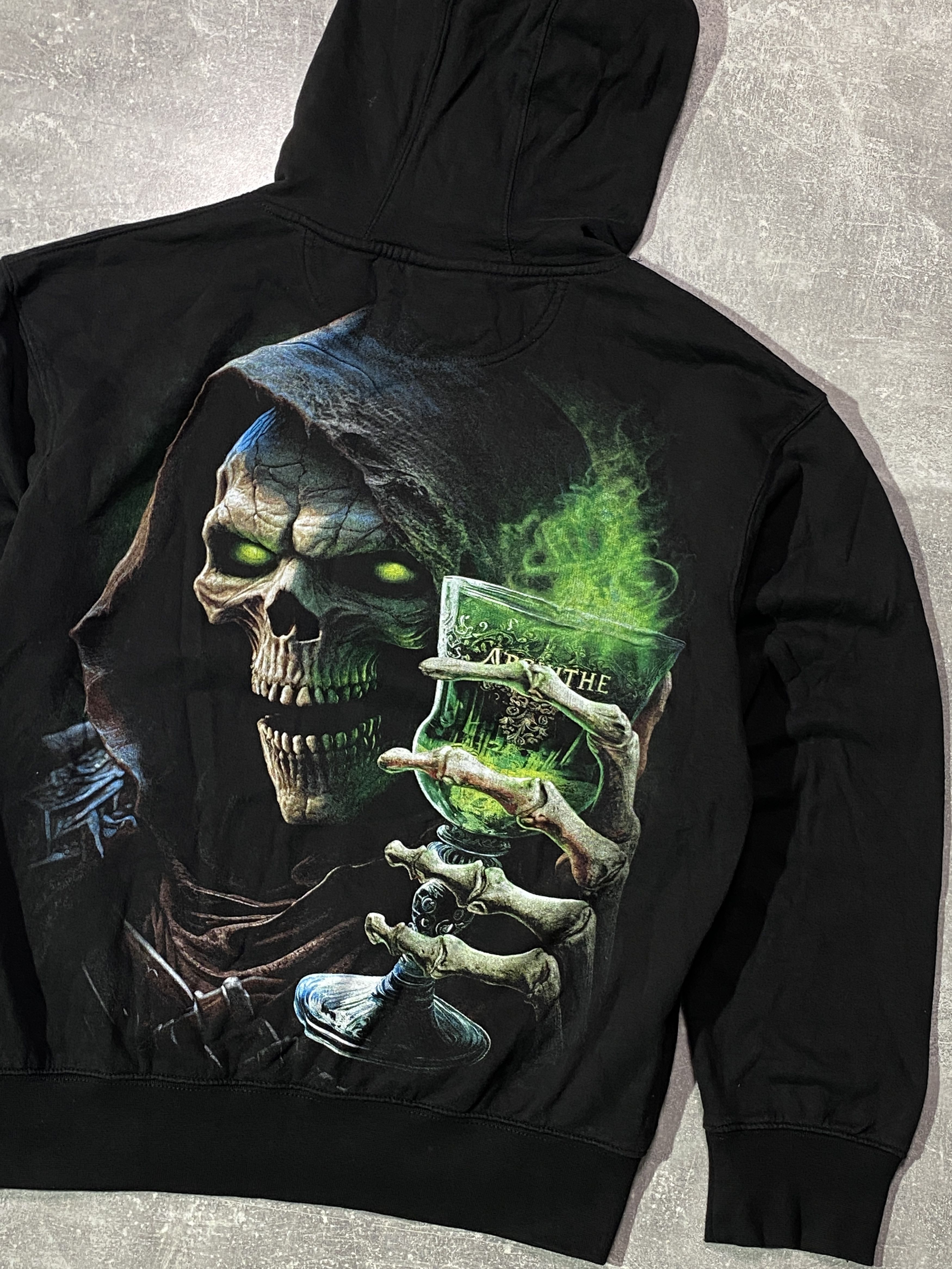 If Six Was Nine Vintage Y2K Absinthe Big Skull Face Hoodie Size US S / EU 44-46 / 1 - 6 Thumbnail