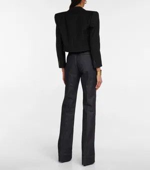 Saint Laurent Paris o1bcso1str1224 Open Cropped Short Blazer Jacket in Black Size XS / US 0-2 / IT 36-38 - 3 Thumbnail