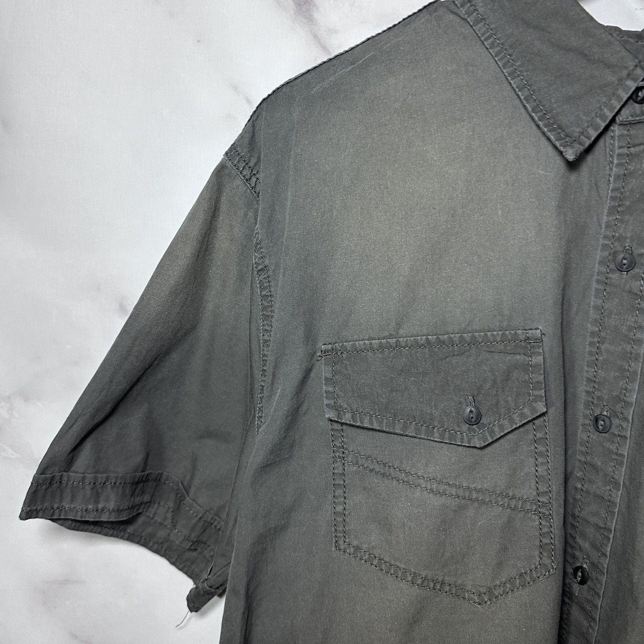 Affliction Live Fast Sun Faded Grey Short Sleeve Button-Up Size US L / EU 52-54 / 3 - 3 Thumbnail