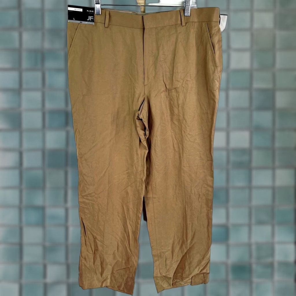 Vintage J. Ferrar Relaxed Linen Blend Pants Mens XL (40-42) Tan Linen Lyocell Flat Front Zip 32in Inseam Straight Leg Dress Pants Mens Size US 40 / EU 56 - 1 Thumbnail