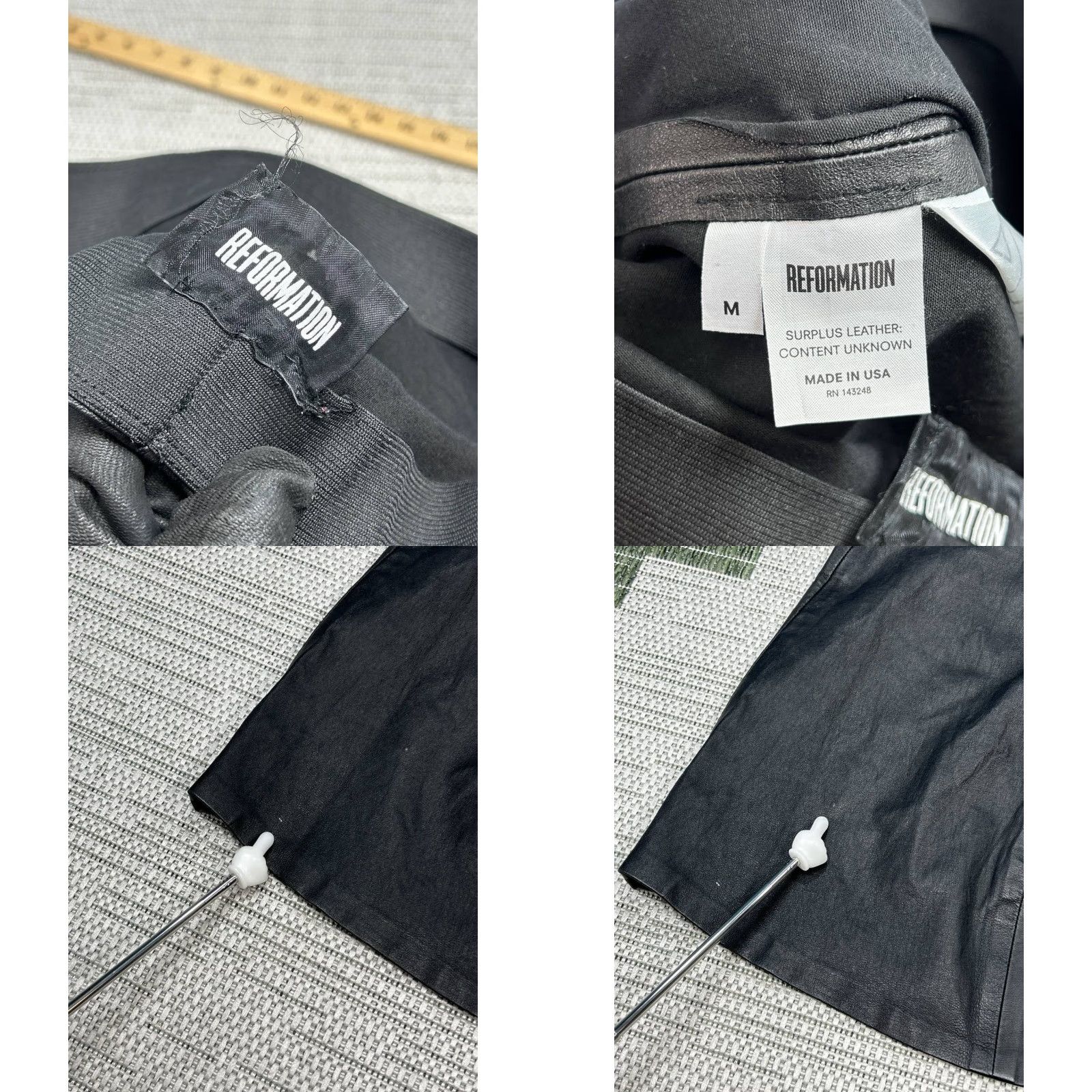 Reformation Reformation Skirt Women Medium Black A-Line Leather Surplus Minimalist Zipper Vintage No Size 32" / US 10 / IT 46 - 8 Thumbnail