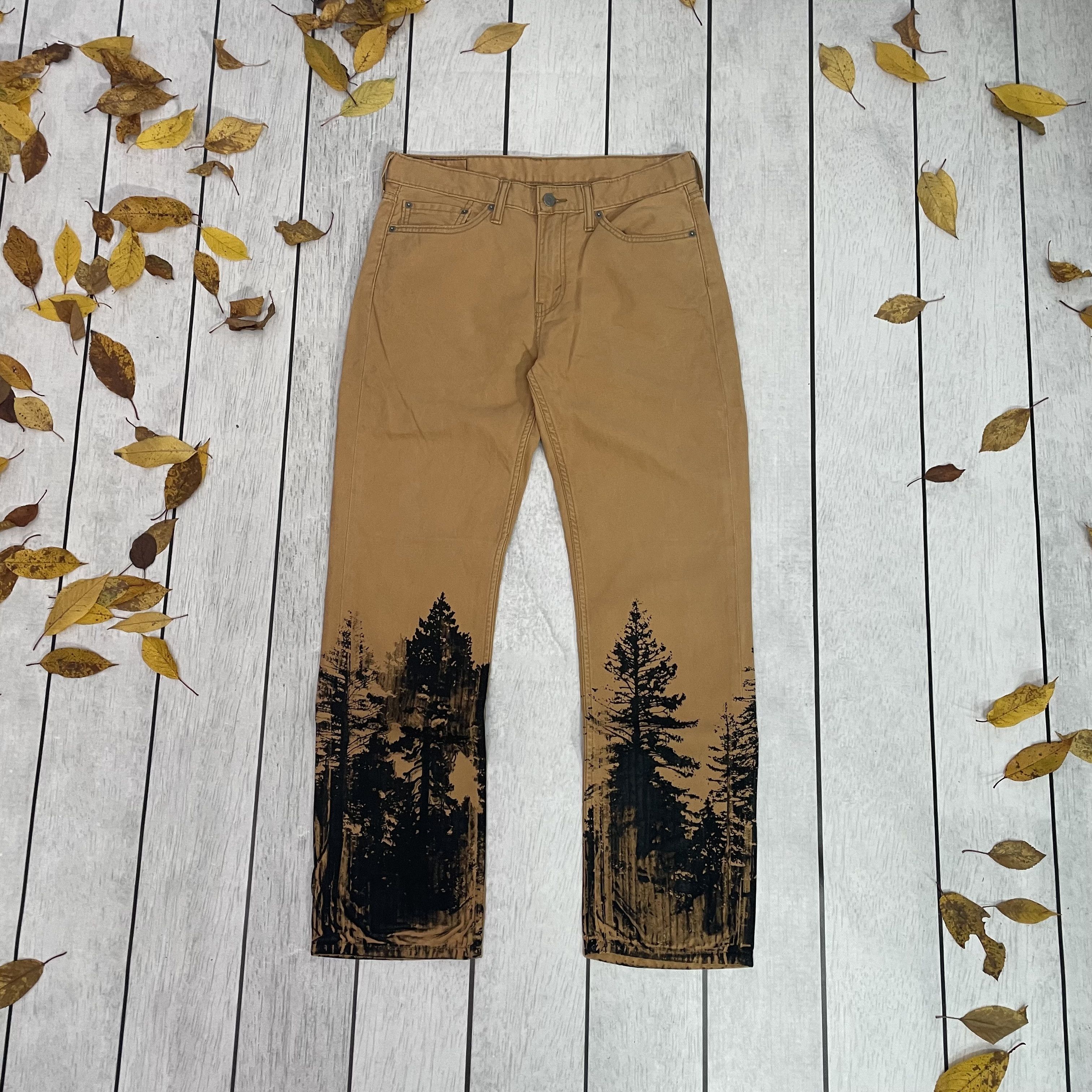 Levi's Custom Levi's art 1of1 forest tree nature flora opium y2k Size US 34 / EU 50 - 7 Thumbnail