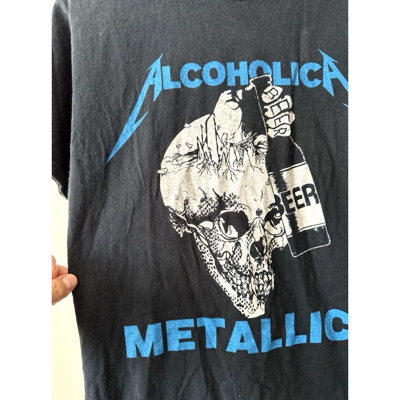 Fruit Of The Loom VINTAGE Metallica Alcoholica Band T Shirt Skull Double Sided Black M 90s Size US M / EU 48-50 / 2 - 2 Thumbnail