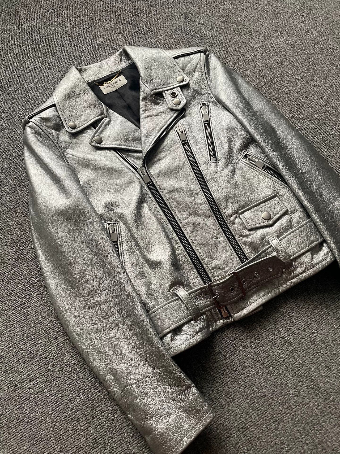 Saint Laurent Paris vintage saint laurent silver leather jacket. Size US L / EU 52-54 / 3 - 3 Thumbnail
