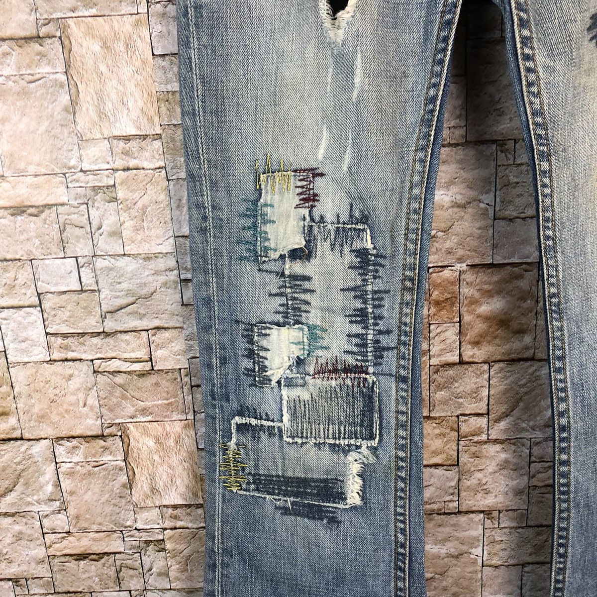 Japanese Brand A:R Blue Distressed ripped patchwork Denim Pants #A957 Size US 28 / EU 44 - 11 Thumbnail