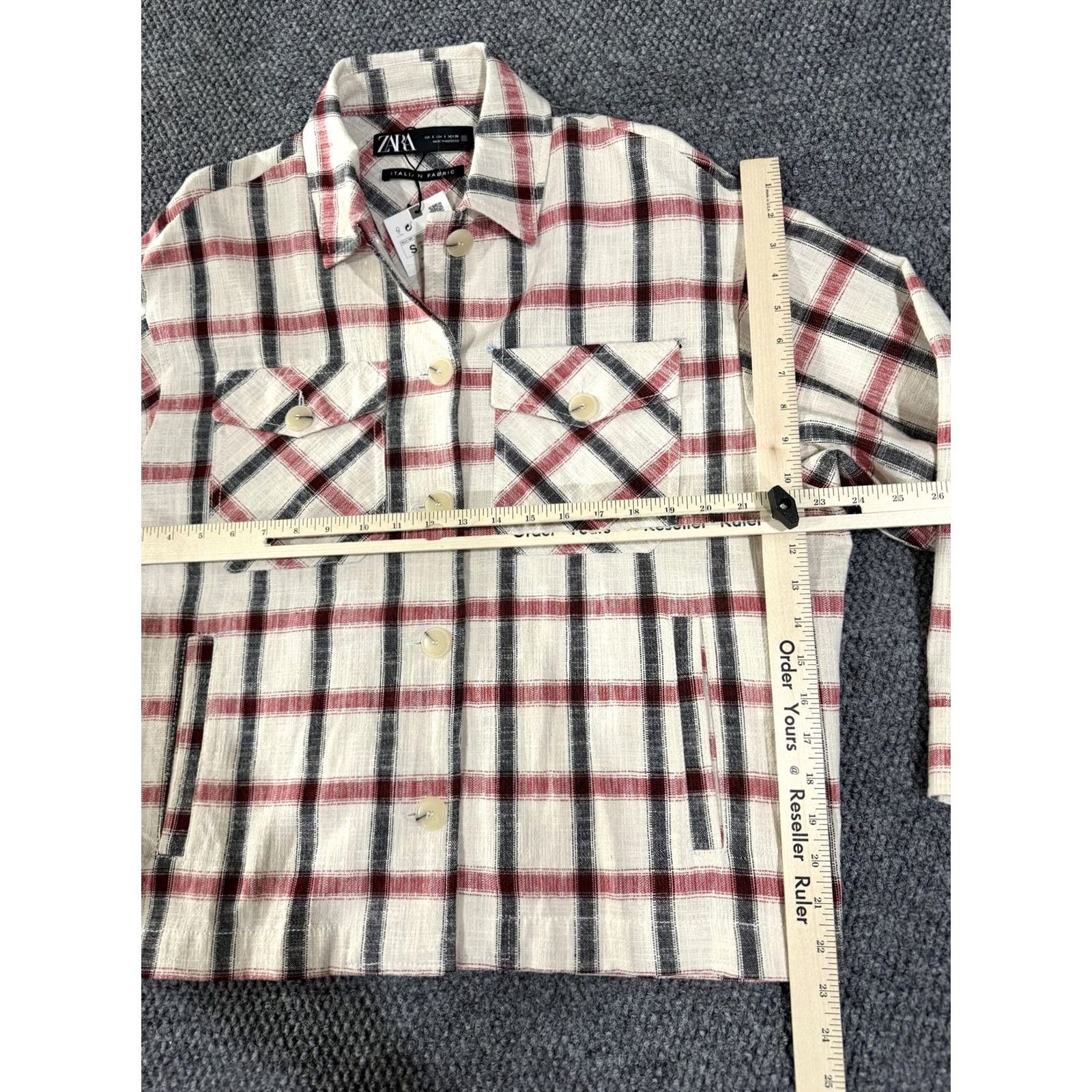 Zara ZARA Jacket Womens S White Plaid Flannel Button Front Shacket, Lightweight Cotton-Blend, Relaxed Fit, Casual, Fall Spring Size S / US 4 / IT 40 - 6 Thumbnail