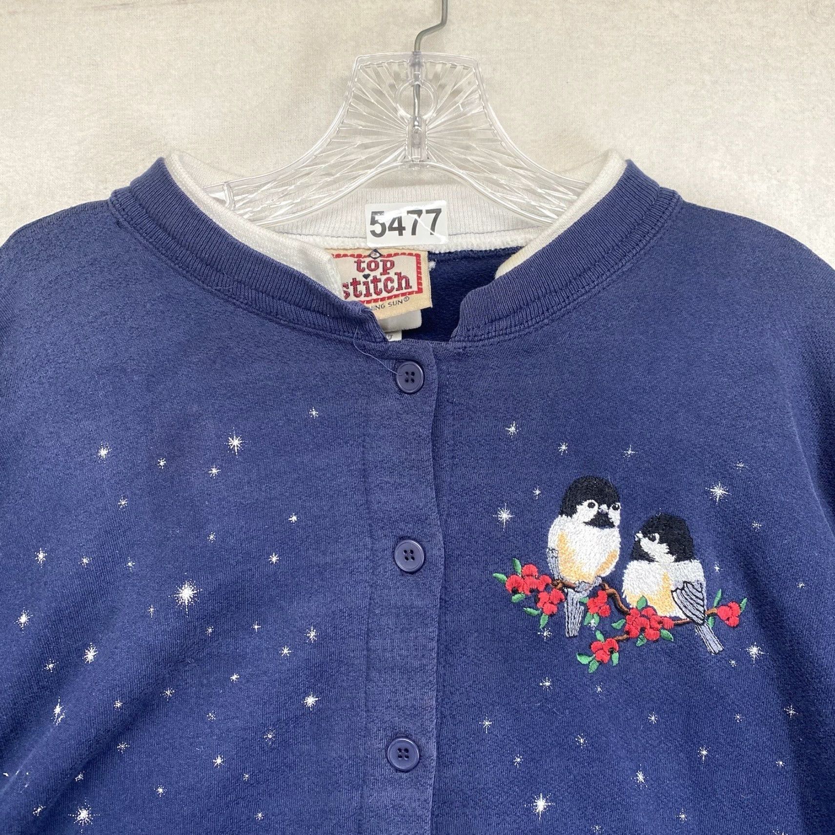 Vintage VINTAGE Top Stitch Cardigan Women’s Knit Black Embroidered Bird Pockets Medium Size M / US 6-8 / IT 42-44 - 4 Thumbnail