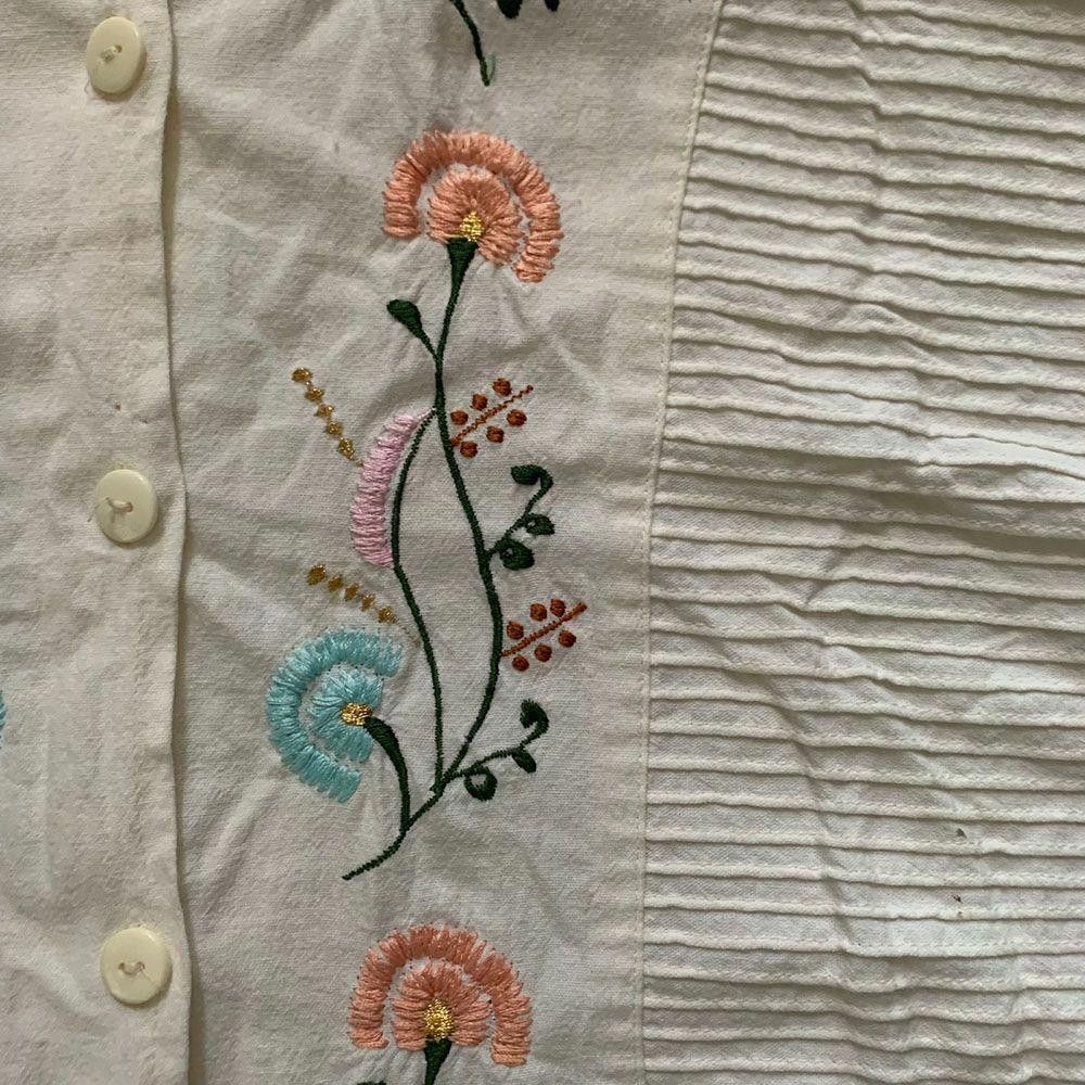 Designer Pre Owned White Hand Made Blouse L Size L / US 10 / IT 46 - 4 Thumbnail