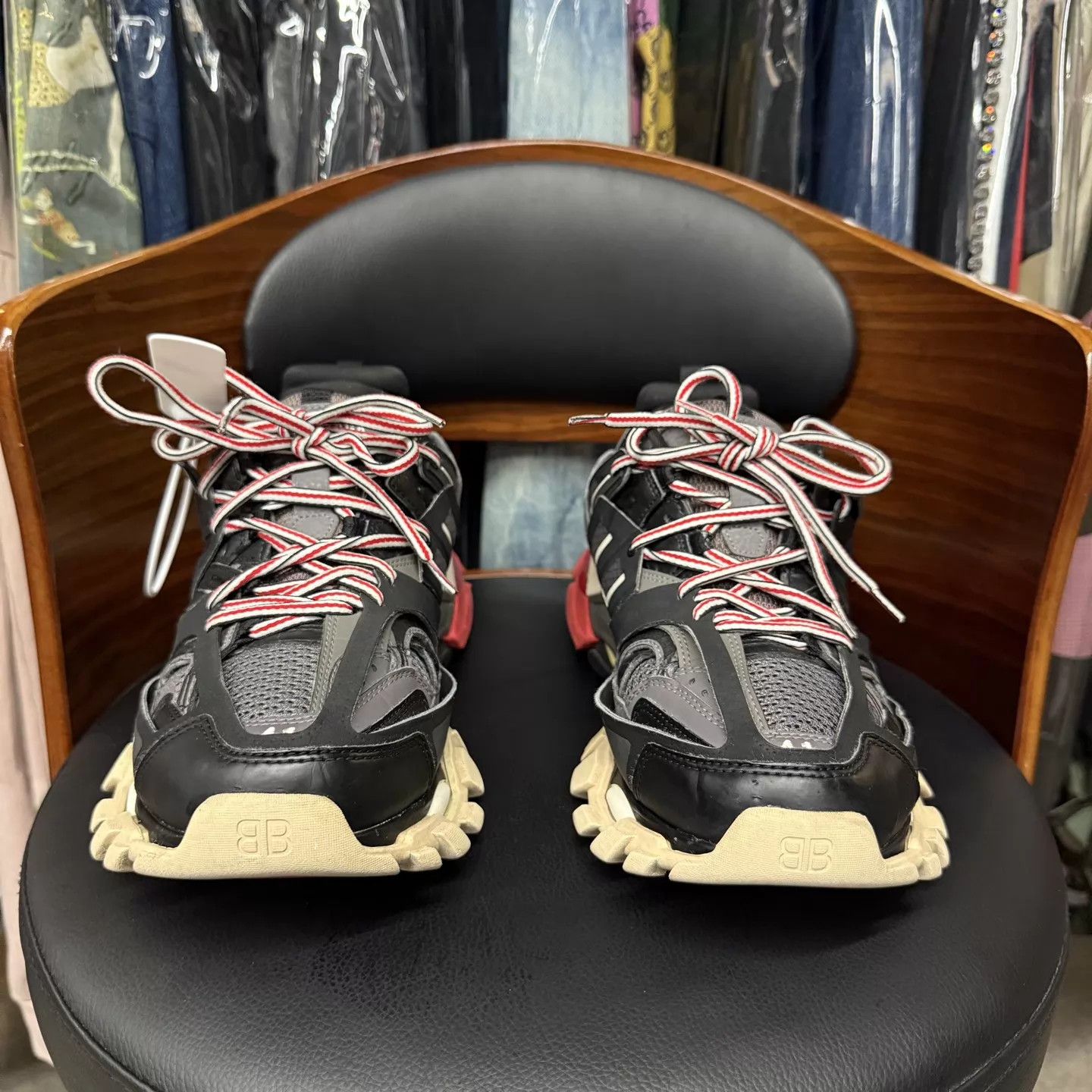 Balenciaga Balenciaga Track 41 Black Red Distressed Original Box Size US 8 / EU 41 - 2 Thumbnail