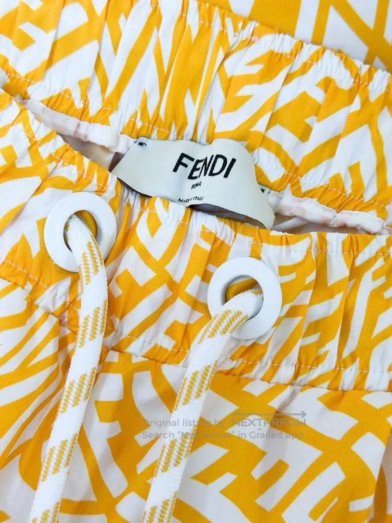 Fendi Fendi size S Yellow and white logo all-over printed drawstr Size 22" - 3 Thumbnail