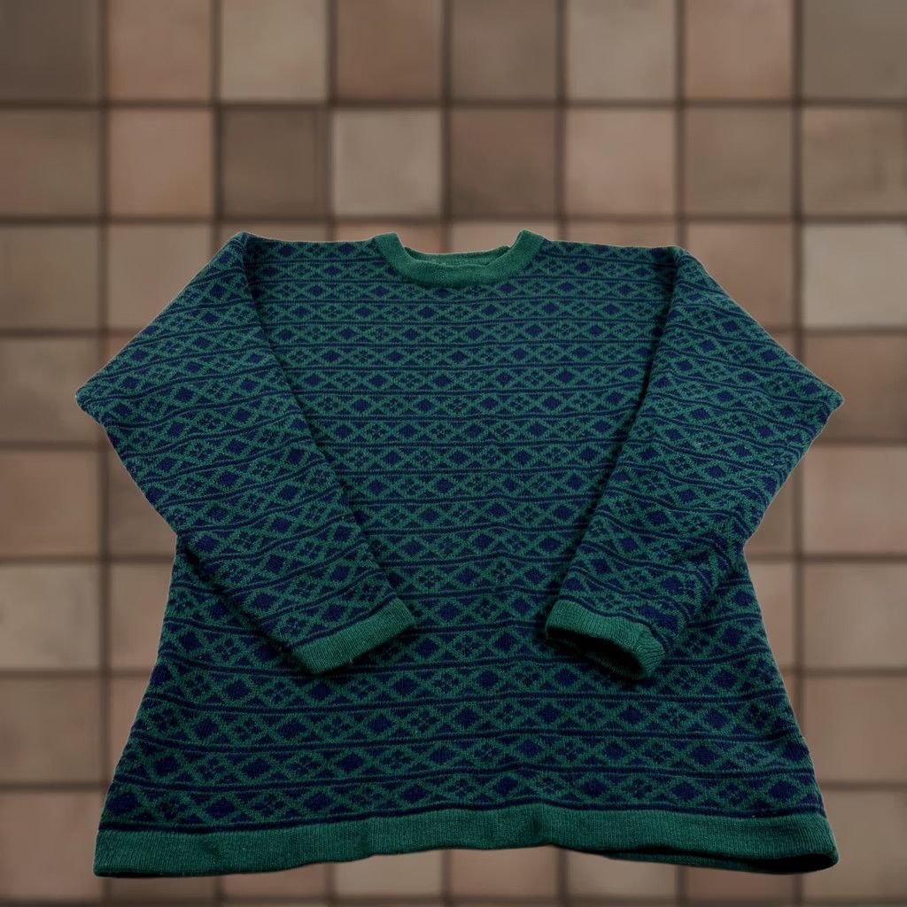 Gap VINTAGE GAP Wool Sweater Mens M Green Blue Fair Isle Crew Neck Pullover Size US M / EU 48-50 / 2 - 1 Thumbnail