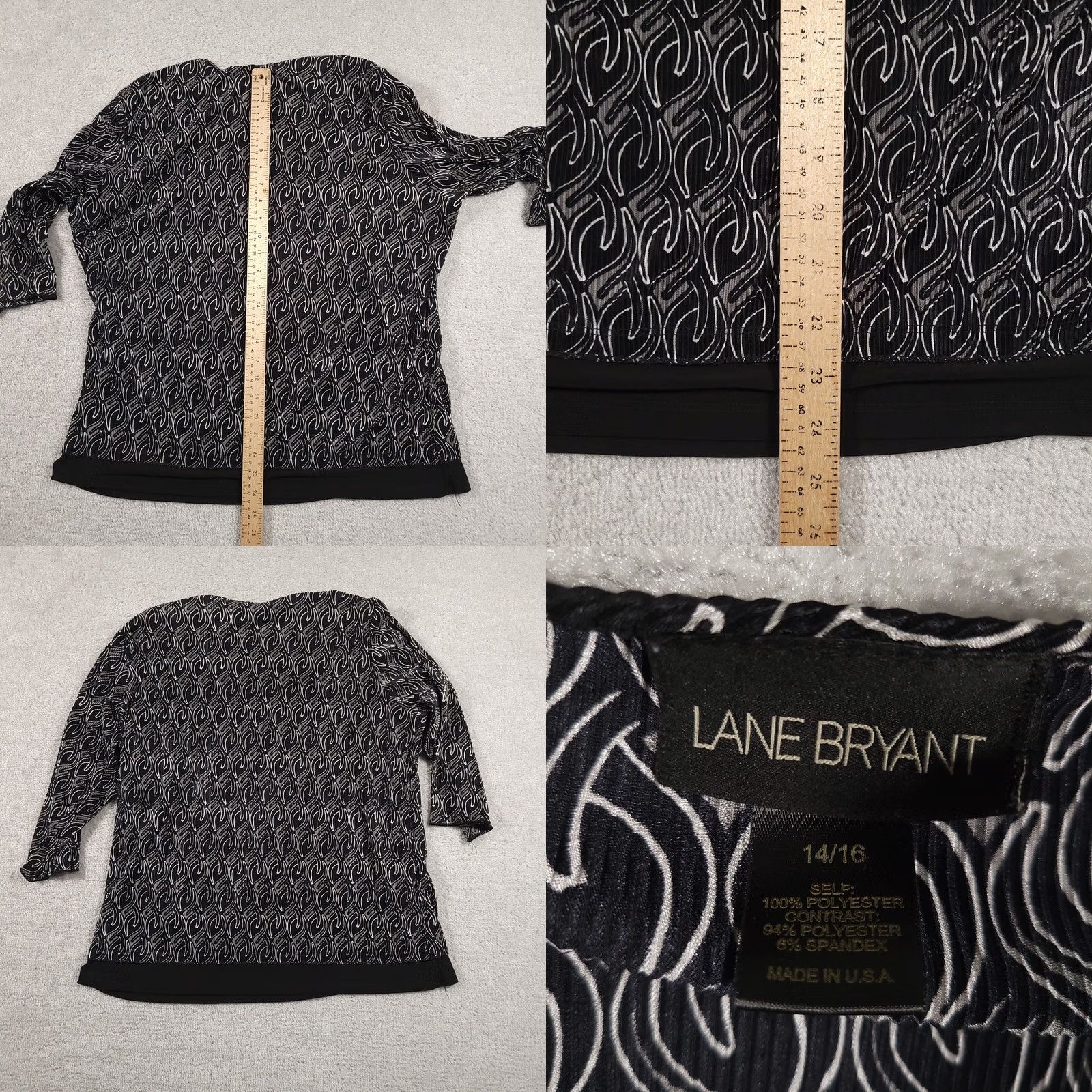 Vintage VINTAGE Lane Bryant Shirt Women's 14/16 Black 3/4 Sleeve Stretch Double Pullover V Neck Blouse Size XL / US 12-14 / IT 48-50 - 8 Thumbnail