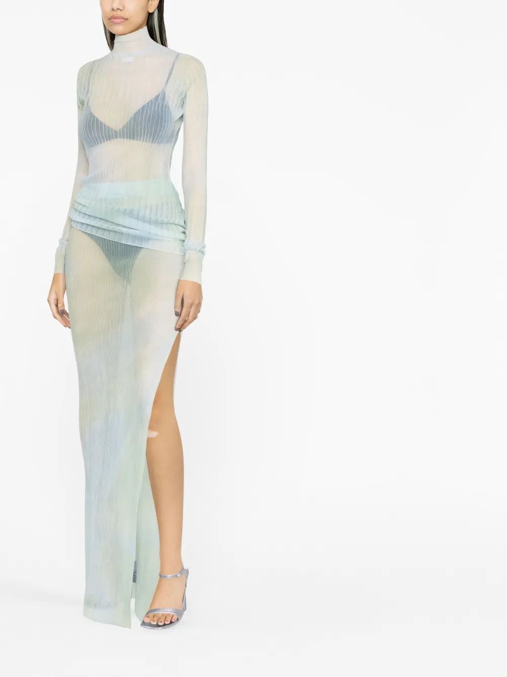 Off-White o1y1225 Maxi Skirt in Sky Blue Size 28" / US 6 / IT 42 - 2 Thumbnail