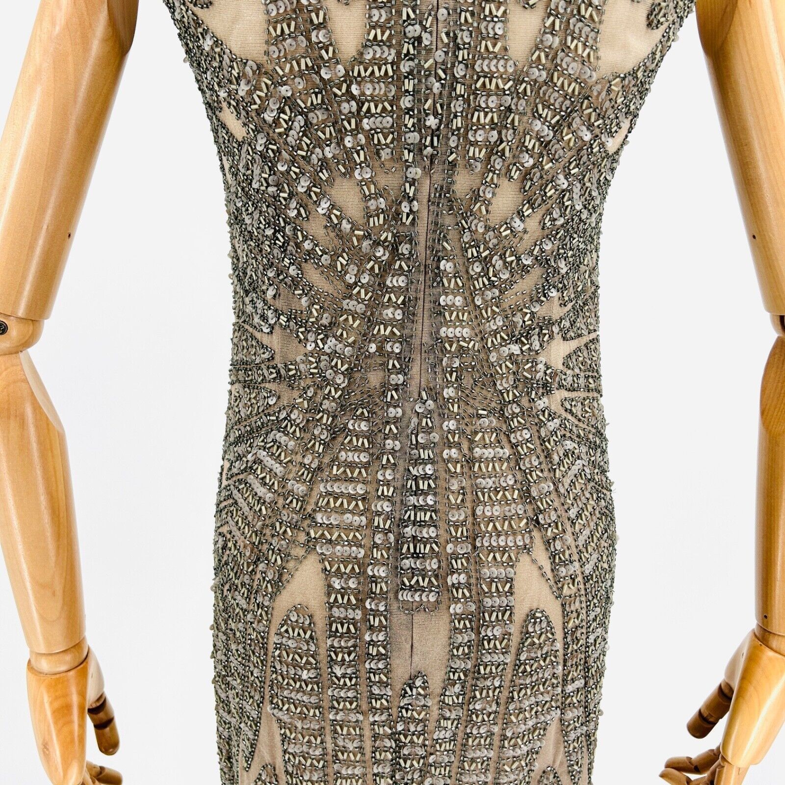 Other Vintage Y2K Farah Khan Silver Beaded Sequin Cocktail Dress Size S / US 4 / IT 40 - 7 Thumbnail