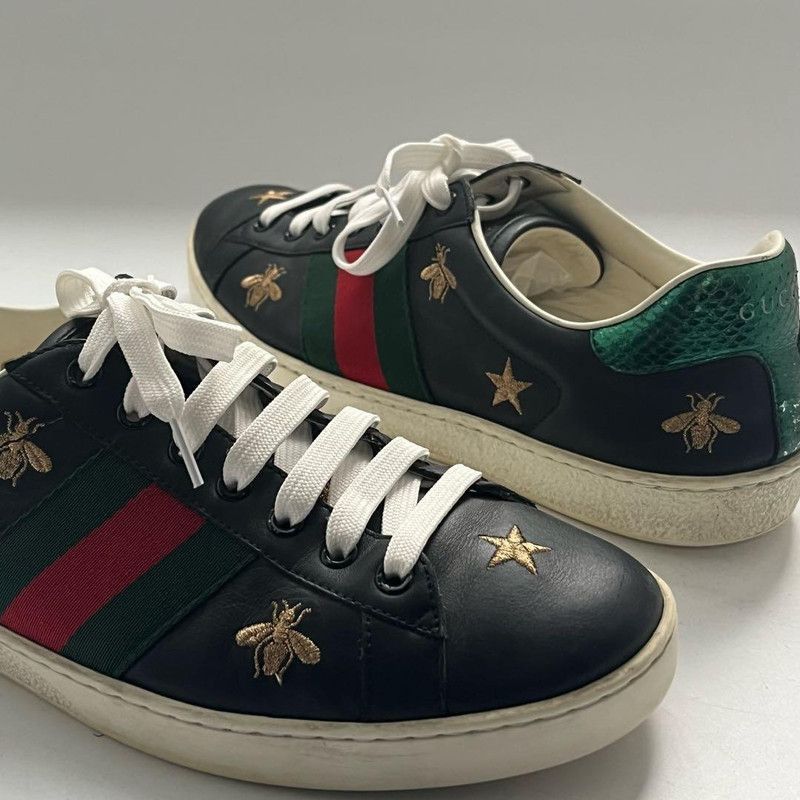 Gucci Gucci Ace Black Bee Embroidery Low-Top Sneakers Size US 9.5 / EU 42-43 - 7 Thumbnail