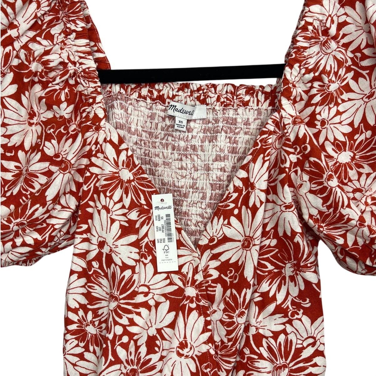 Madewell Madewell Anita Abstract Floral Linen Blend Wrap Puff Top XS Size XS / US 0-2 / IT 36-38 - 4 Thumbnail