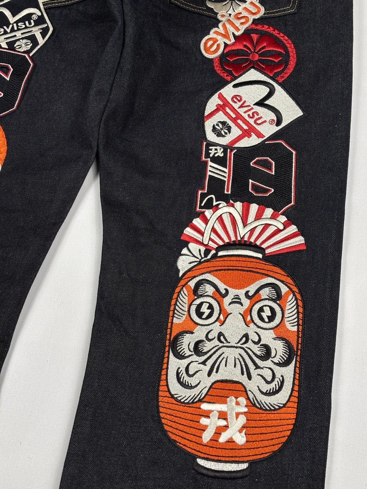 Evisu Embroidered Daruma Logo Daicock Selvedged Jeans Size US 31 - 5 Thumbnail