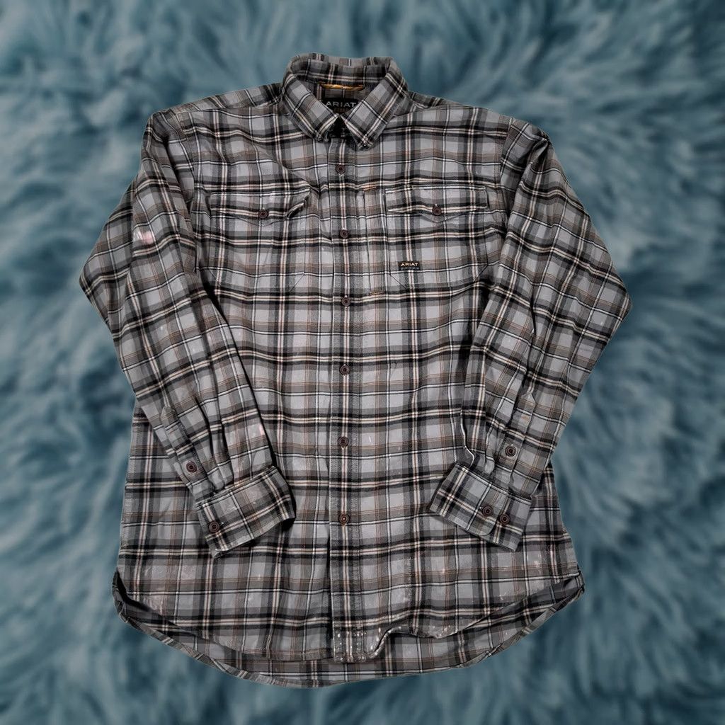 Ariat Ariat Rebar Shirt Mens M Gray Plaid Flannel Button-Down Long Sleeve Outdoor Size US M / EU 48-50 / 2 - 1 Thumbnail