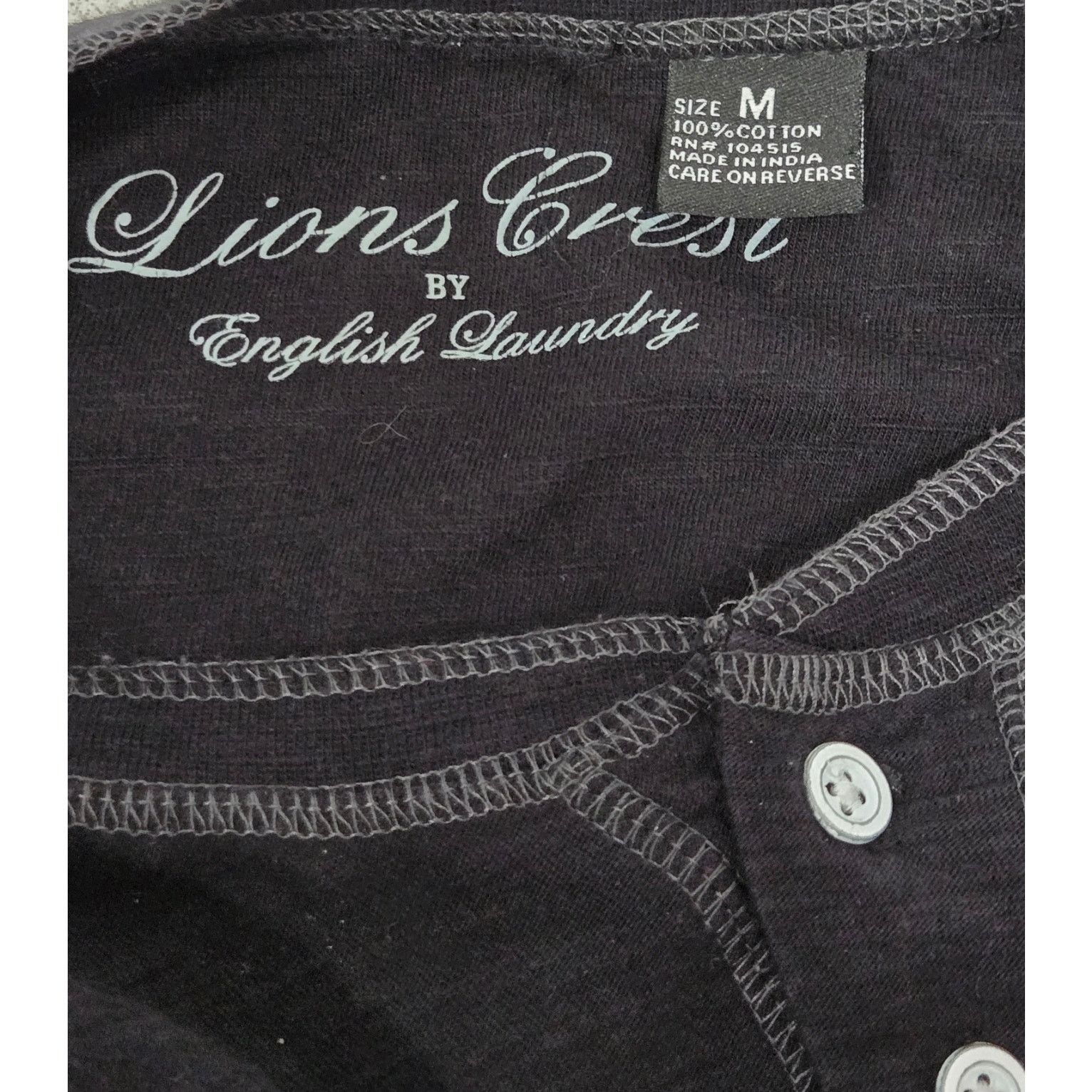 Other Lions Crest Black Long Sleeve Henley Men Shirt M Lightweight Size US M / EU 48-50 / 2 - 4 Thumbnail