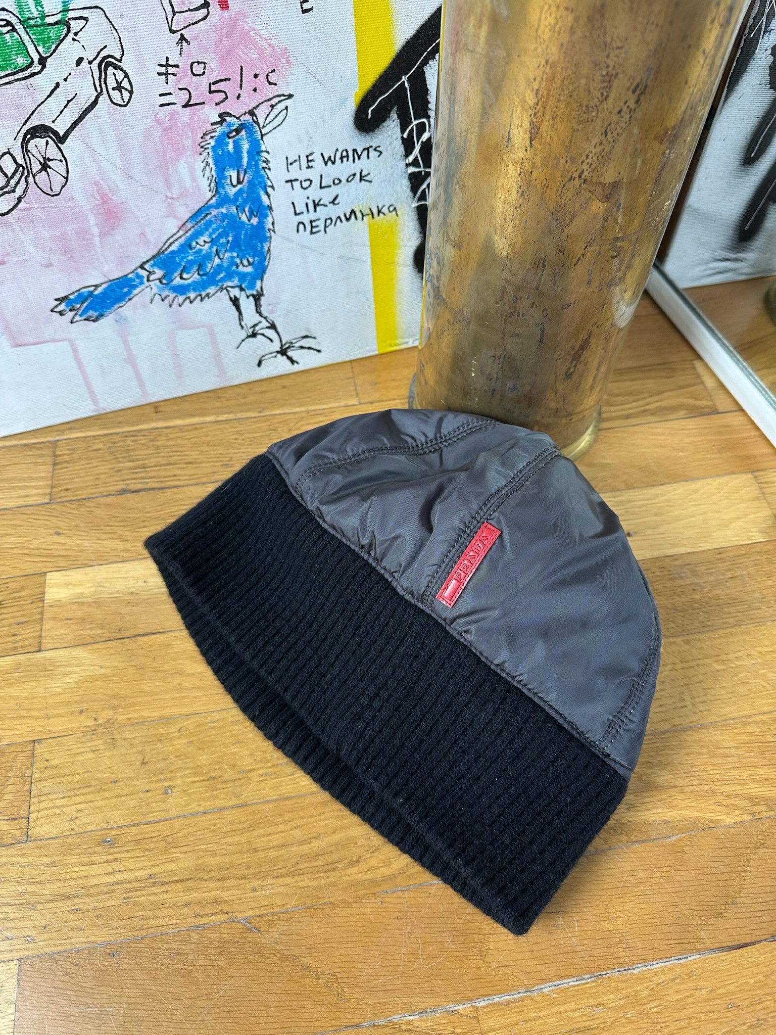 Prada PRADA beanie wool Hat Cap Nylon Red Tab 2000's Vintage Size ONE SIZE - 3 Thumbnail