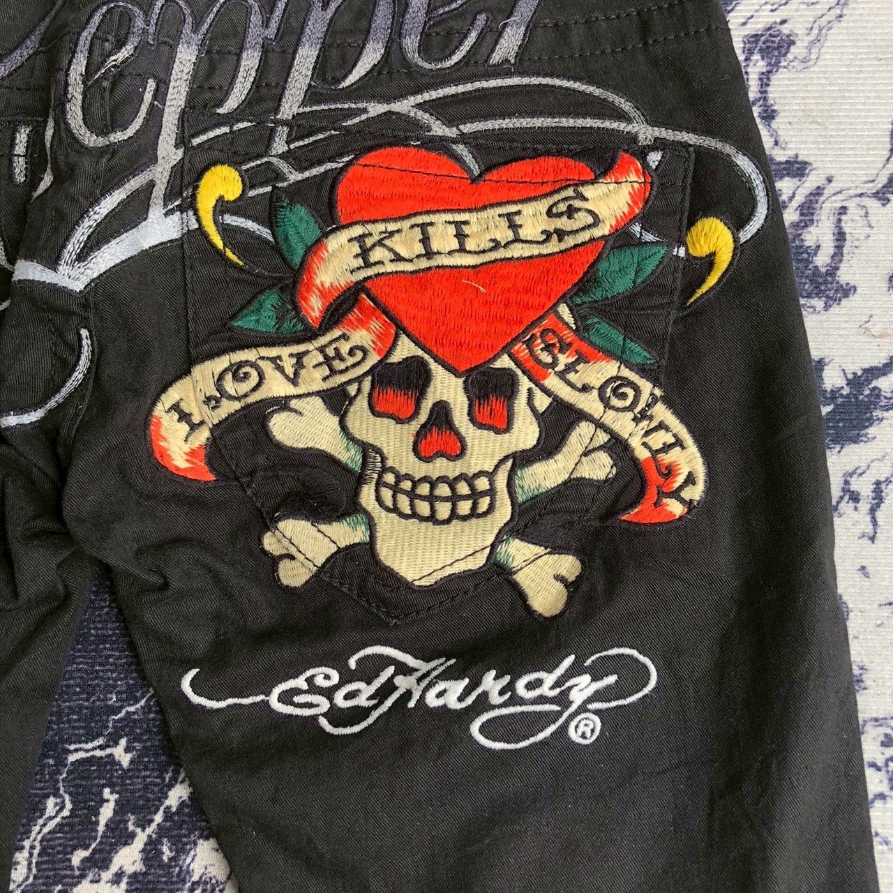 Ed Hardy Vintage Y2K Red Pepper x Ed Hardy Embroidered Denim Size US 28 / EU 44 - 3 Thumbnail