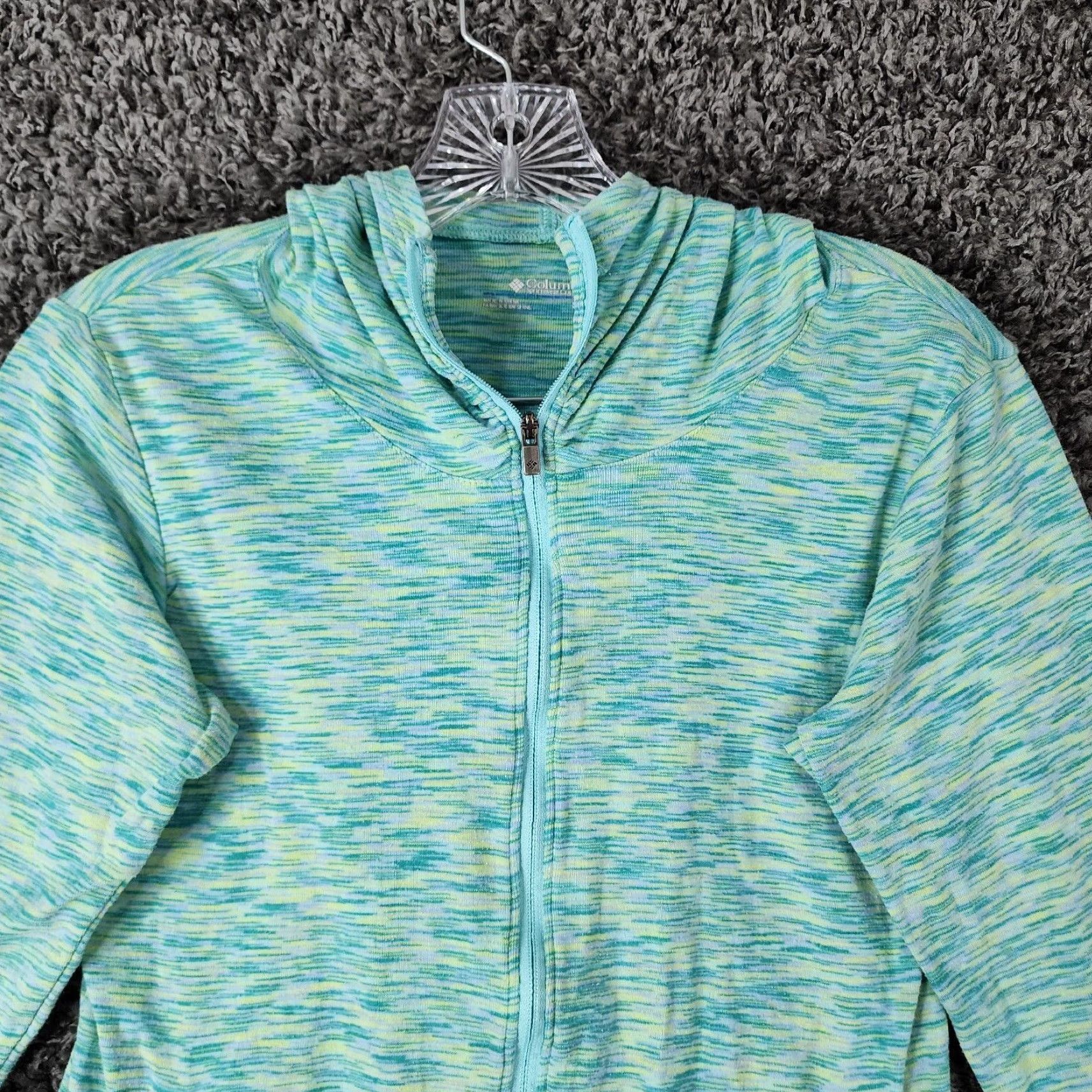 Altea COLUMBIA Women's Blue Heathered Long Sleeve Activewear Full Zip Hooded Top Size S Size S / US 4 / IT 40 - 3 Thumbnail