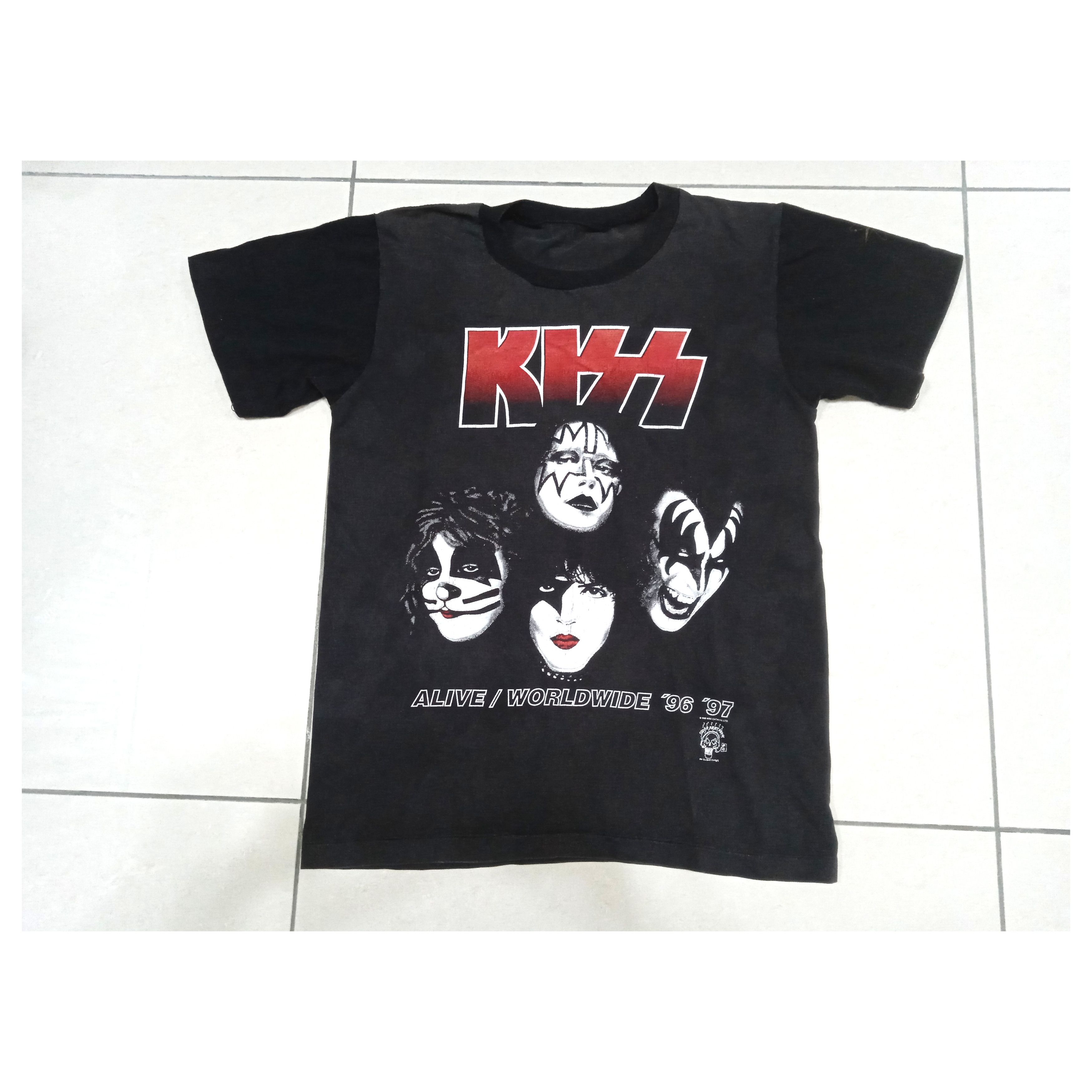 image of Band Tees x Vintage Reworked 1996 Kiss T-Shirt in Black, Men's (Size Small)