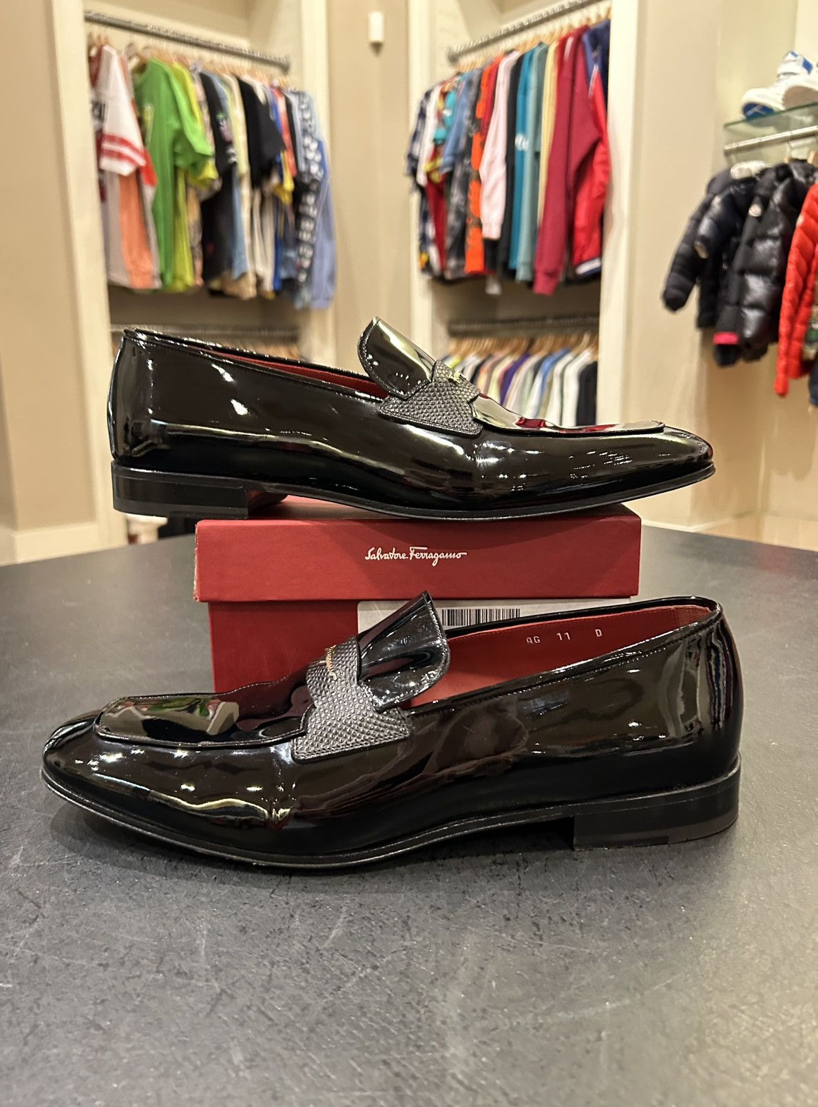 Salvatore Ferragamo Ferragamo Patent Leather Loafers Size US 11 / EU 44 - 1 Thumbnail
