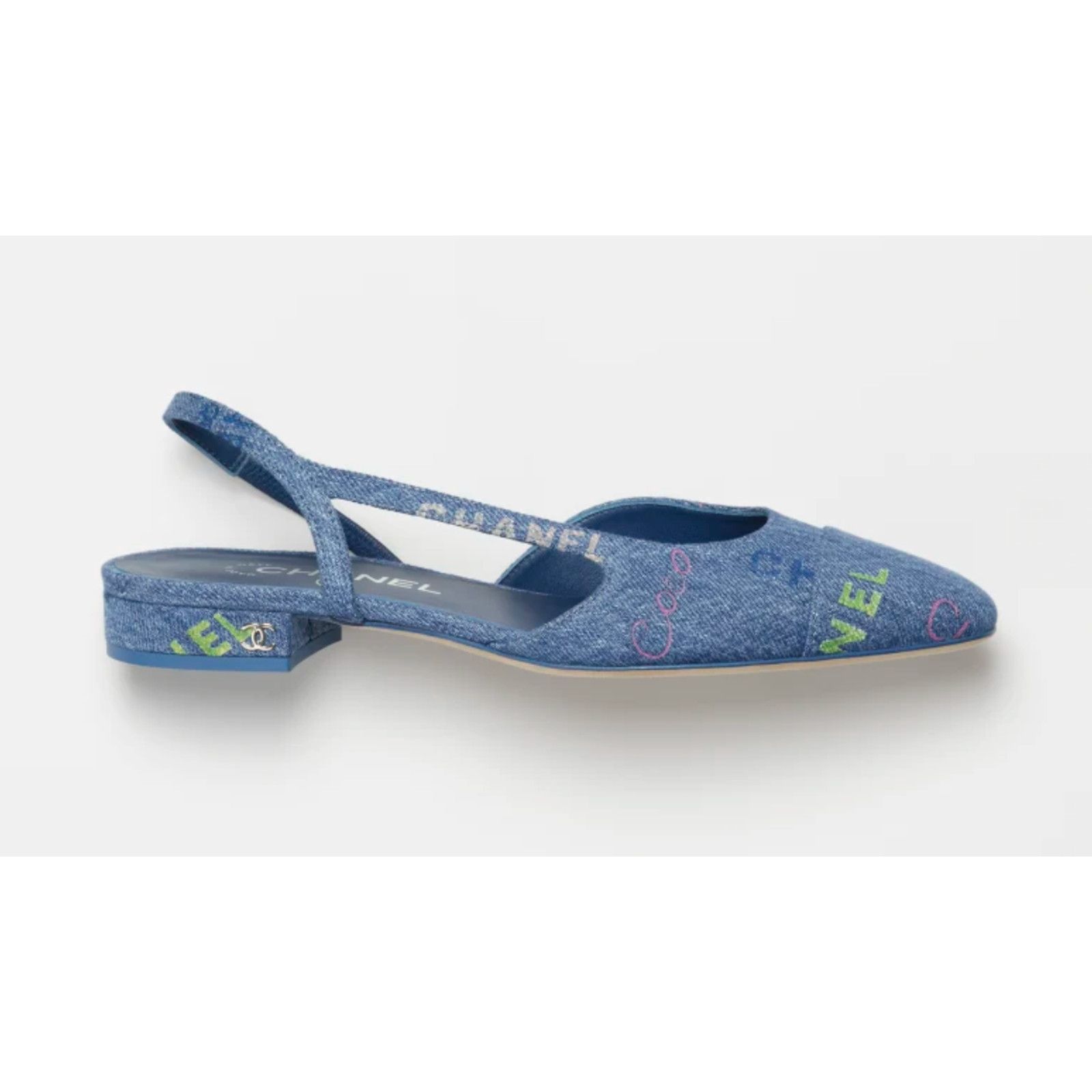 Chanel 22P Mademoiselle Coco Sling Denim Slingback Ballet Flat 39 Size US 9 / IT 39 - 1 Thumbnail