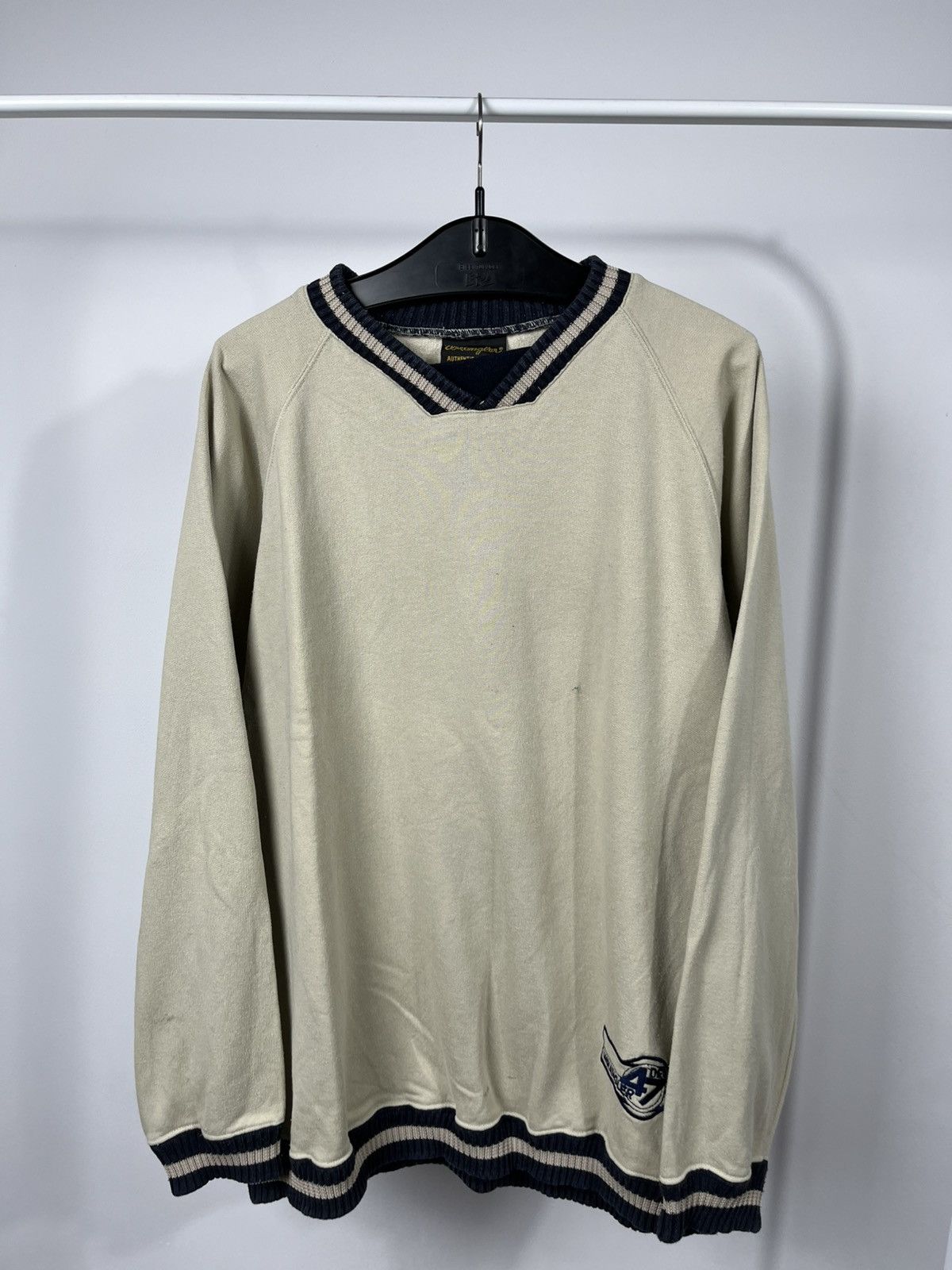 Wrangler Vintage Wrangler Western V-Neck Sweater Beige Navy Size M Size US M / EU 48-50 / 2 - 2 Thumbnail
