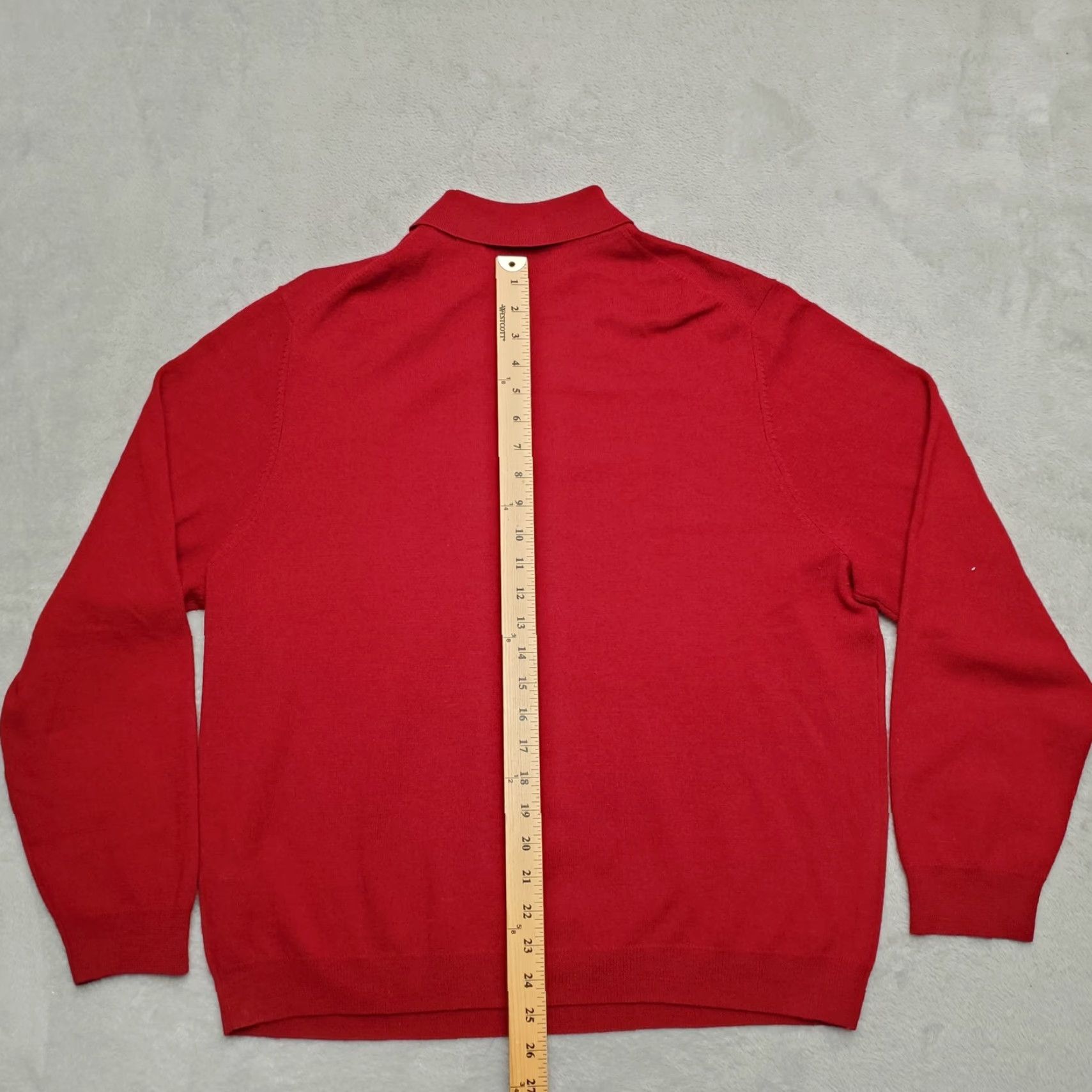 Vintage Davis & Squire Sweater Men XL Red 100% Extra Fine Merino Wool Long Sleeve Casual Pullover Knit Button Solid MENS Size US XL / EU 56 / 4 - 7 Thumbnail