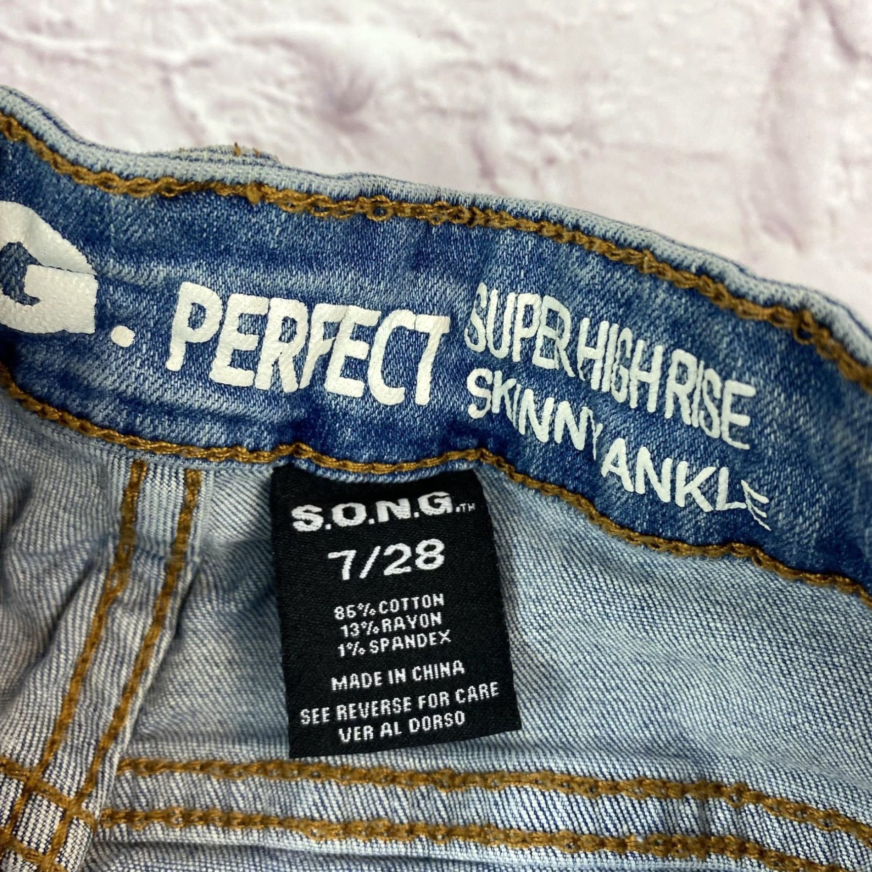 Vintage S.O.N.G Jeans Womens 7 28 Distressed Super High Rise Skinny Ankle Denim Pants Size 28" / US 6 / IT 42 - 7 Thumbnail