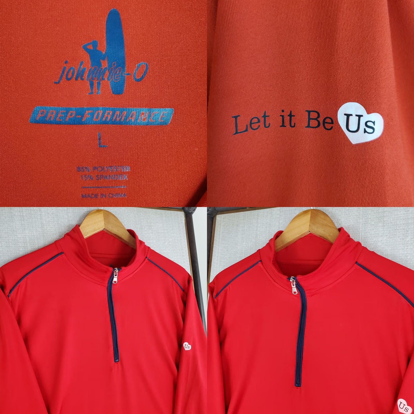 johnnie-O johnnie-O Red Prep-Formance 1/4 Zip Golf Shirt Large Mens Size US L / EU 52-54 / 3 - 8 Thumbnail