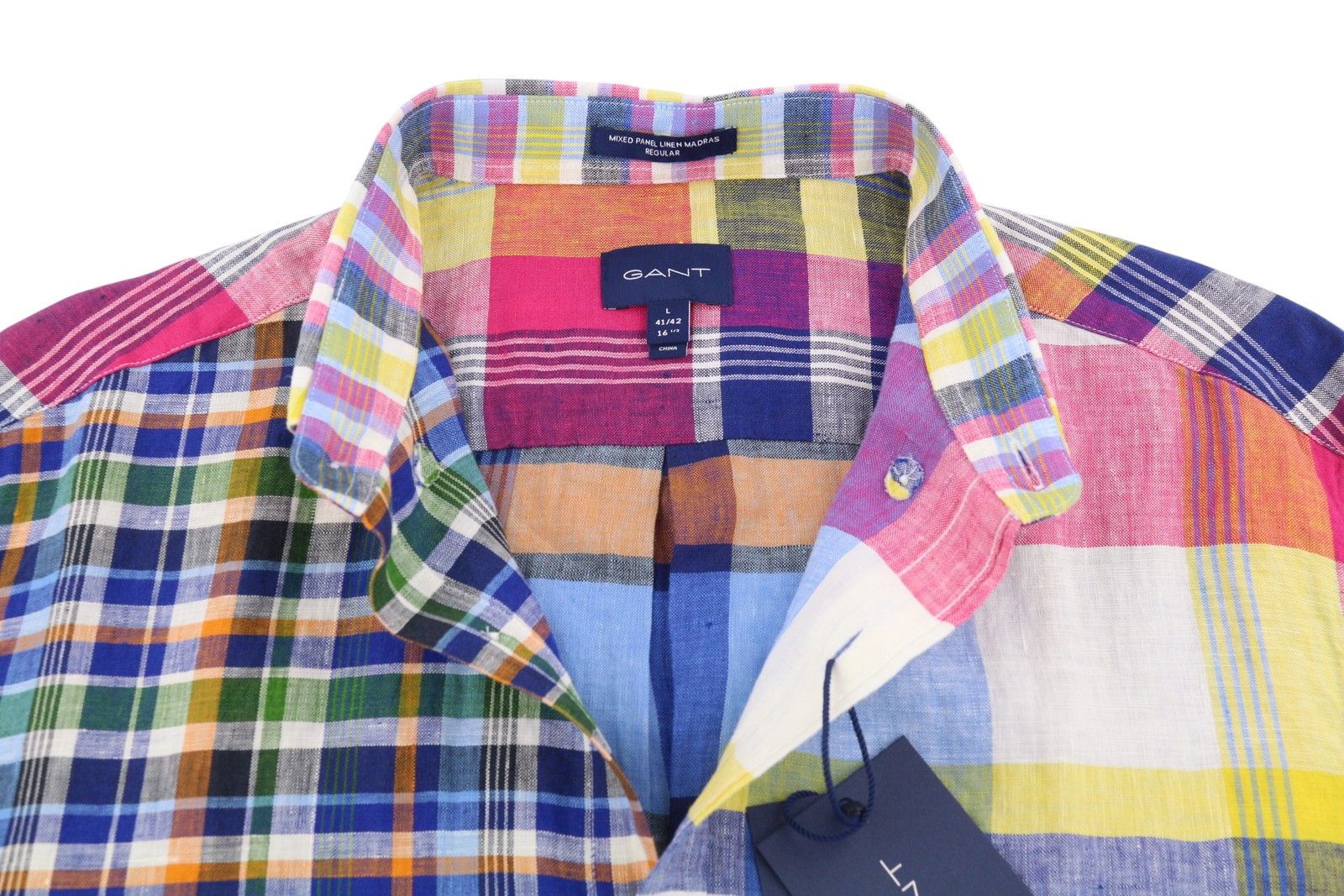Gant MIXED PANEL LINEN MADRAS L Colourful Button-Down 87499 Size US L / EU 52-54 / 3 - 5 Thumbnail