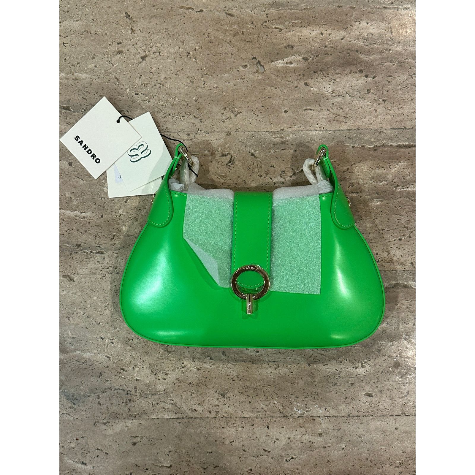 Sandro NEW NWT Sandro Janet Leather Bag Green Crossbody Chain Size ONE SIZE - 4 Thumbnail