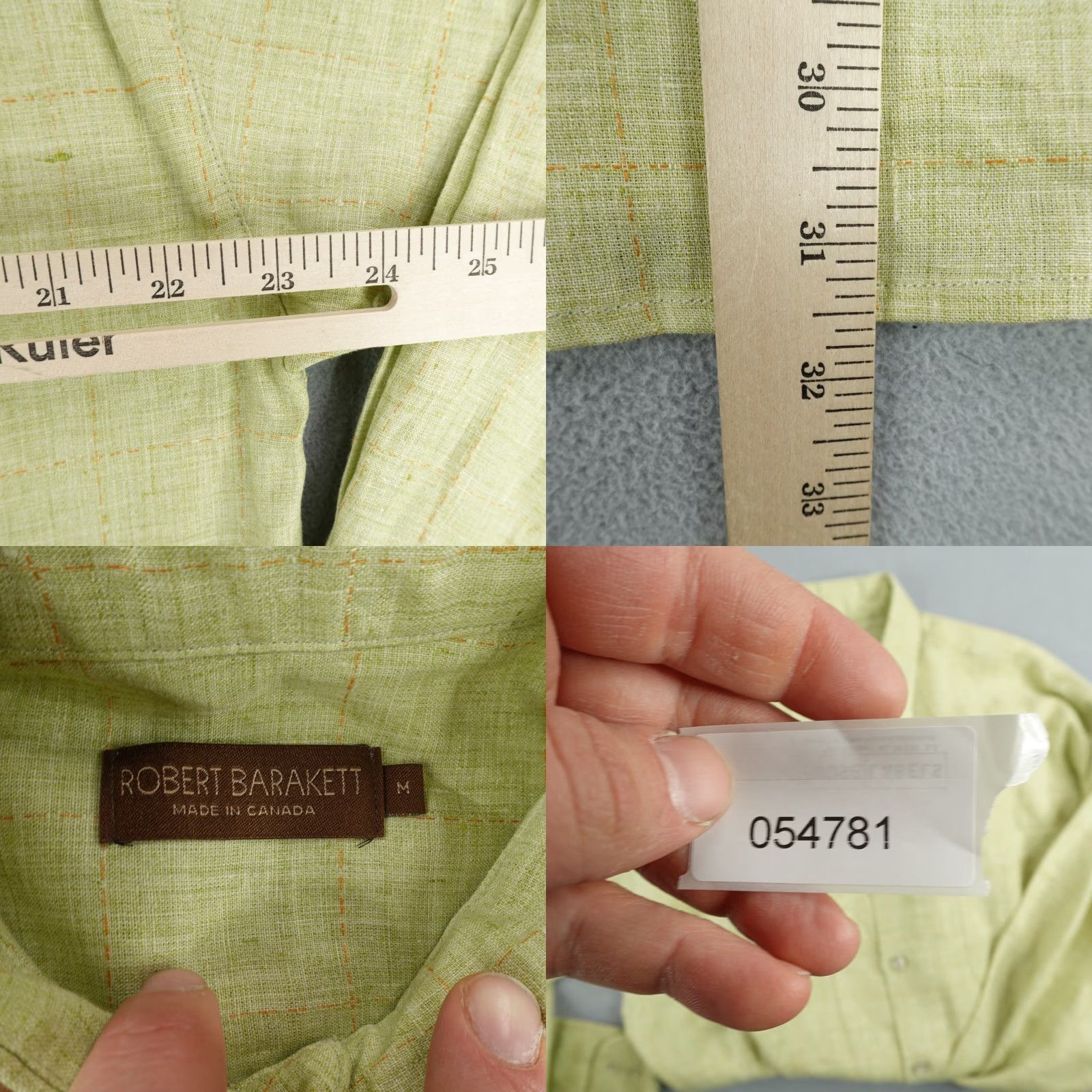 Vintage VINTAGE Robert Barakett Shirt Men Medium Green Plaid Linen Button-Up Canada Size US M / EU 48-50 / 2 - 8 Thumbnail