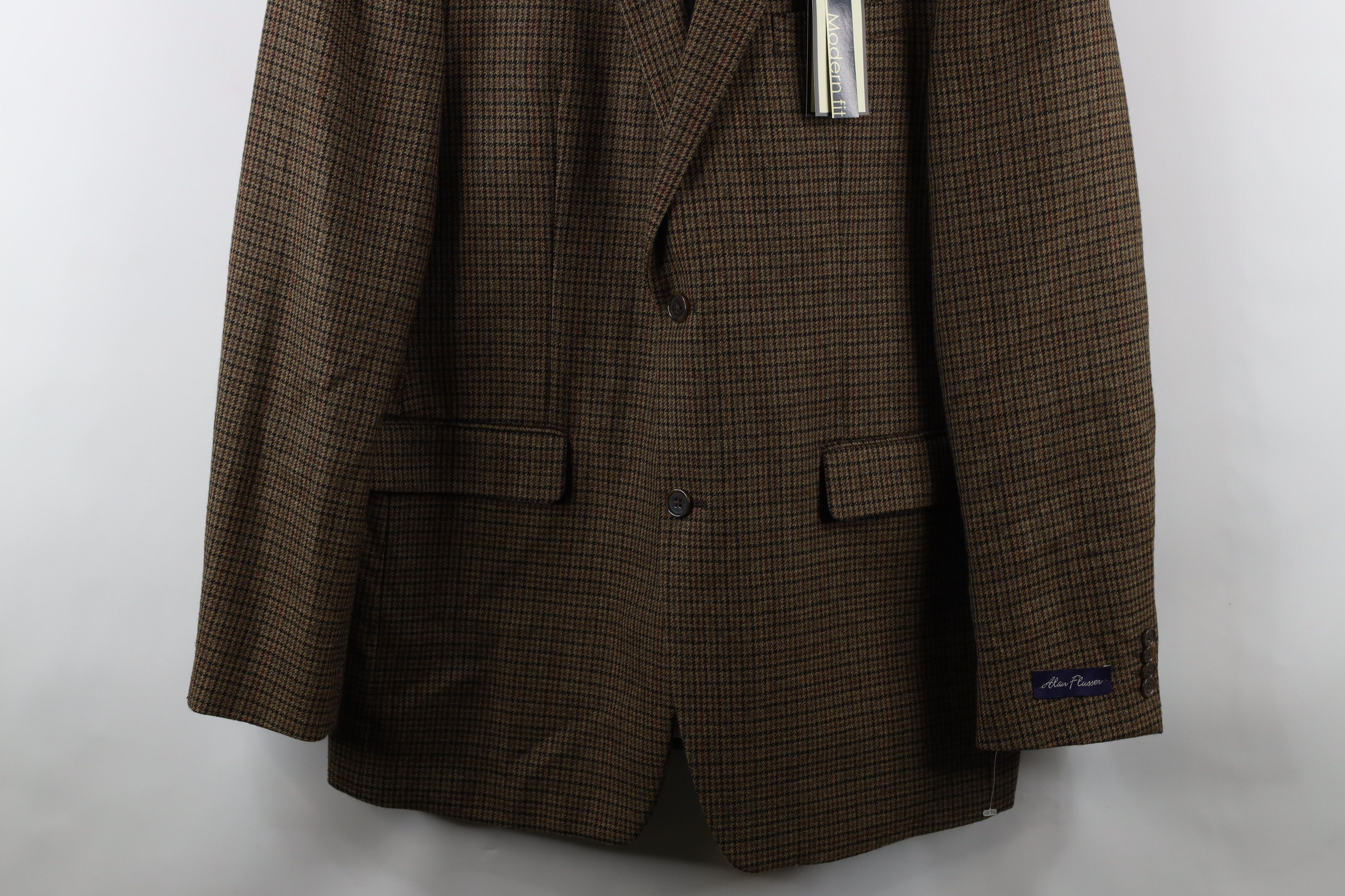 Vintage Deadstock Vintage Wool Houndstooth 2 Button Suit Coat Jacket Size 42L - 6 Thumbnail