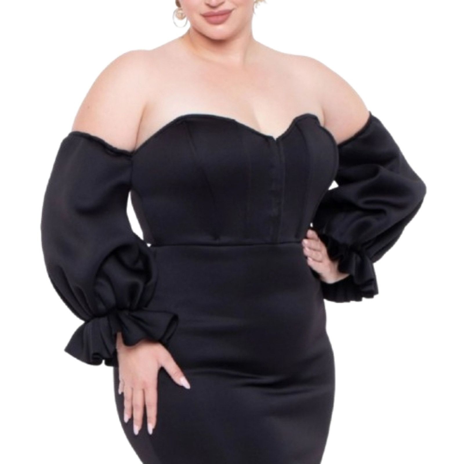 Other ELARA ☆ ELEGANT MIDNITE BLACK OFF-SHOULDER DRESS ☆ 3x ☆ NWT Size 3XL / US 20-22 - 3 Thumbnail