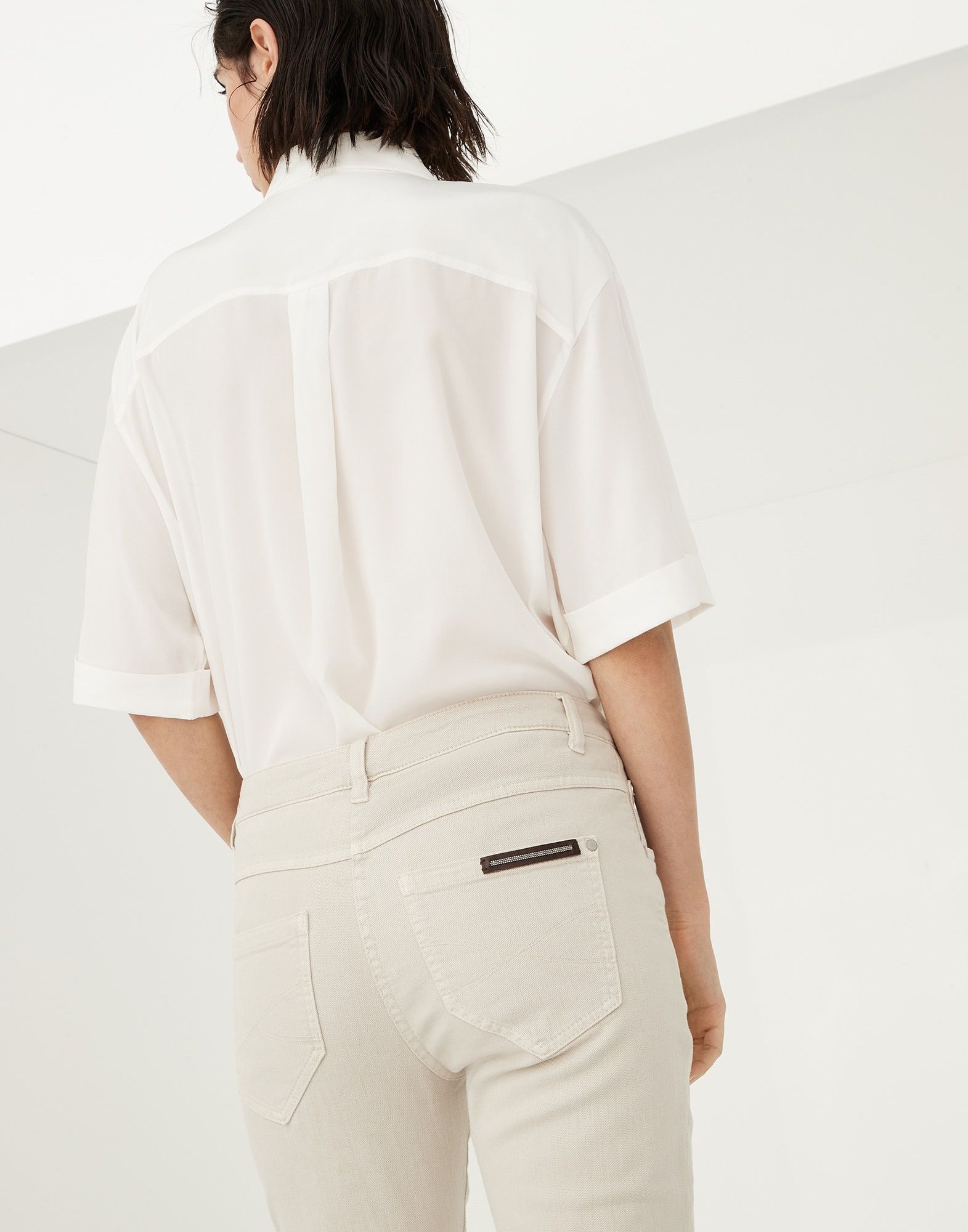 Brunello Cucinelli o1w1db10825 Woman Dyed Pants in Open White Size 27" / US 4 / IT 40 - 3 Thumbnail